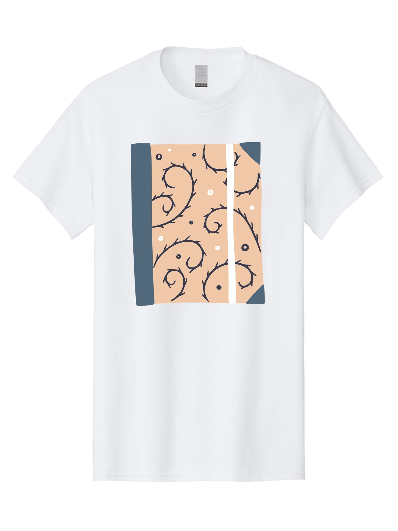 Fish-Pattern-Book Men'S Graphic Tee, 100% Cotton, Comfortable Casual Summer Wear, Machine Washable, Notebook, Journal, Fish Pattern, Peach Background, Blue Binding, Creative Design, Stationery, School Supplies, Organization Tools, Writing Pad, Aac032 3