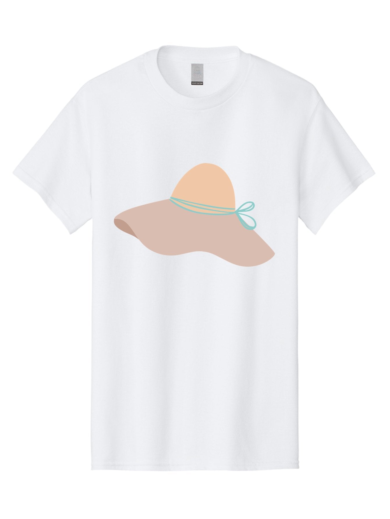 Floppy-Hat Men'S Graphic Tee, 100% Cotton, Comfortable Casual Summer Wear, Machine Washable, Summer Hat, Beach Hat, Sun Protection, Stylish Accessory, Fashion Statement, Pink Color, Blue Ribbon, Elegant Design, Women'S Fashion, Warm Weather Aac034