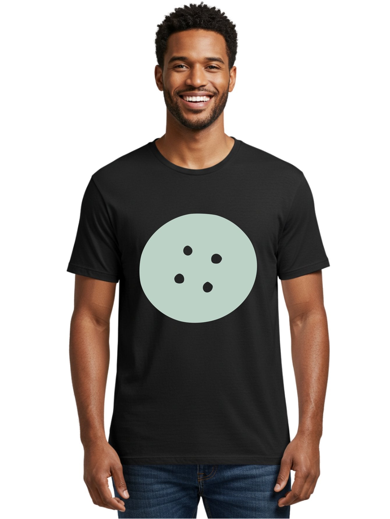 Four-Dots Men'S Graphic Tee, 100% Cotton, Comfortable Casual Summer Wear, Machine Washable, Simple Graphic, Minimalist Design, Four Green Dots, Circular Composition, Geometric Pattern, Modern Art, Abstract Shape Aac036 20