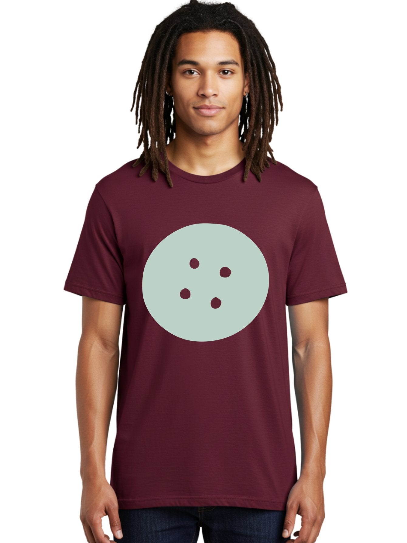 Four-Dots Men'S Graphic Tee, 100% Cotton, Comfortable Casual Summer Wear, Machine Washable, Simple Graphic, Minimalist Design, Four Green Dots, Circular Composition, Geometric Pattern, Modern Art, Abstract Shape Aac036 22