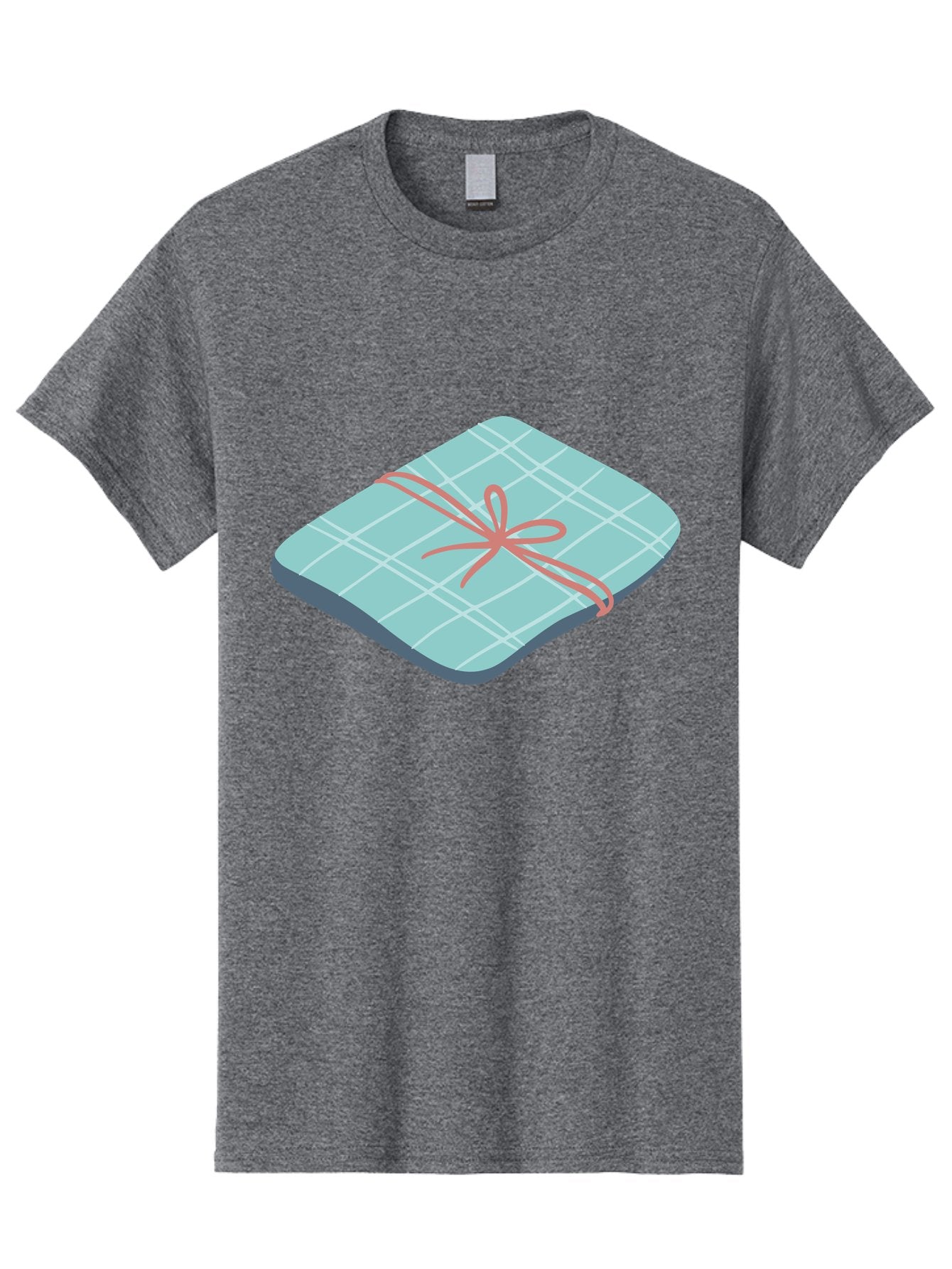 Gift-Box Men'S Graphic Tee, 100% Cotton, Comfortable Casual Summer Wear, Machine Washable, Wrapped Gift, Plaid Pattern, Red Ribbon, Bow, Present, Gift Idea, Celebration, Festive, Occasion, Special Day, Packaging Aac037 4