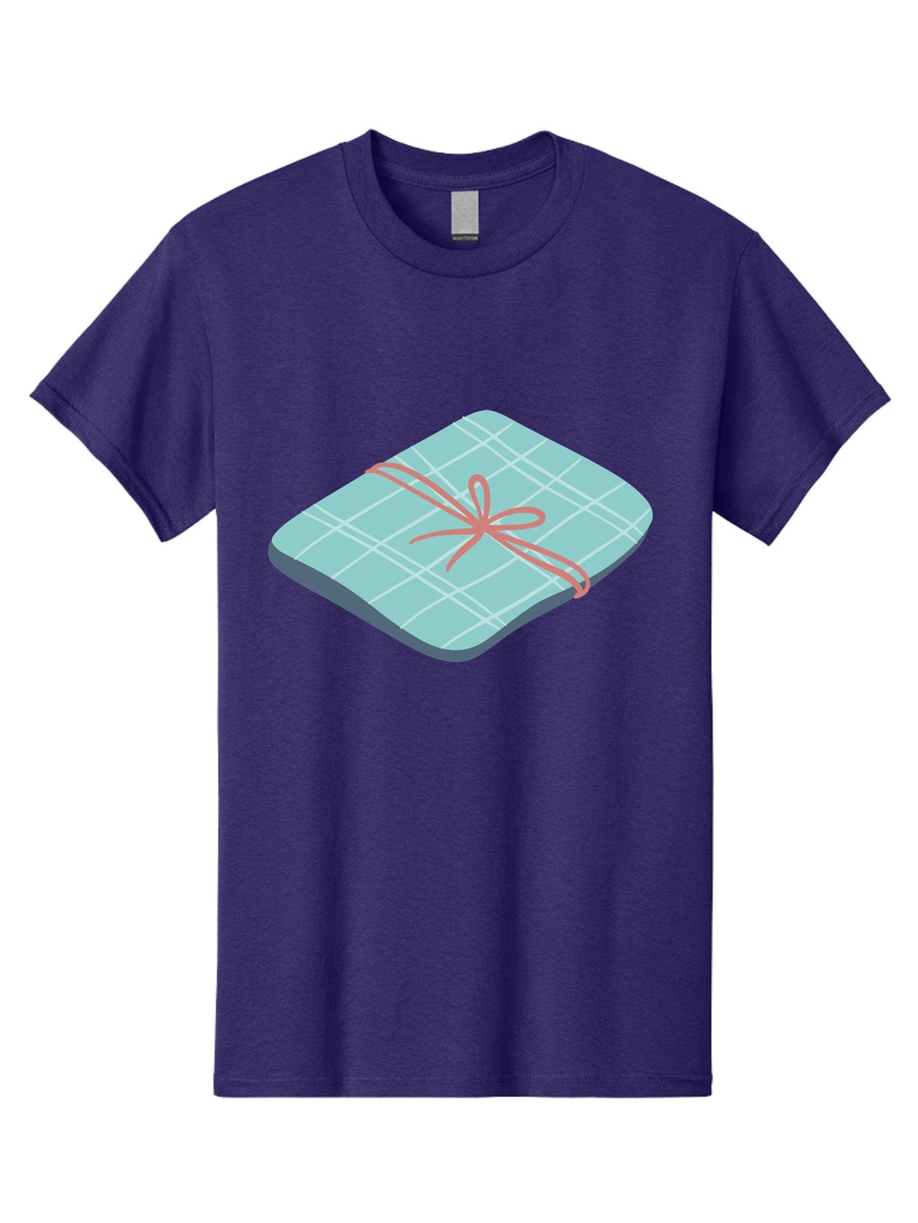 Gift-Box Men'S Graphic Tee, 100% Cotton, Comfortable Casual Summer Wear, Machine Washable, Wrapped Gift, Plaid Pattern, Red Ribbon, Bow, Present, Gift Idea, Celebration, Festive, Occasion, Special Day, Packaging Aac037 5