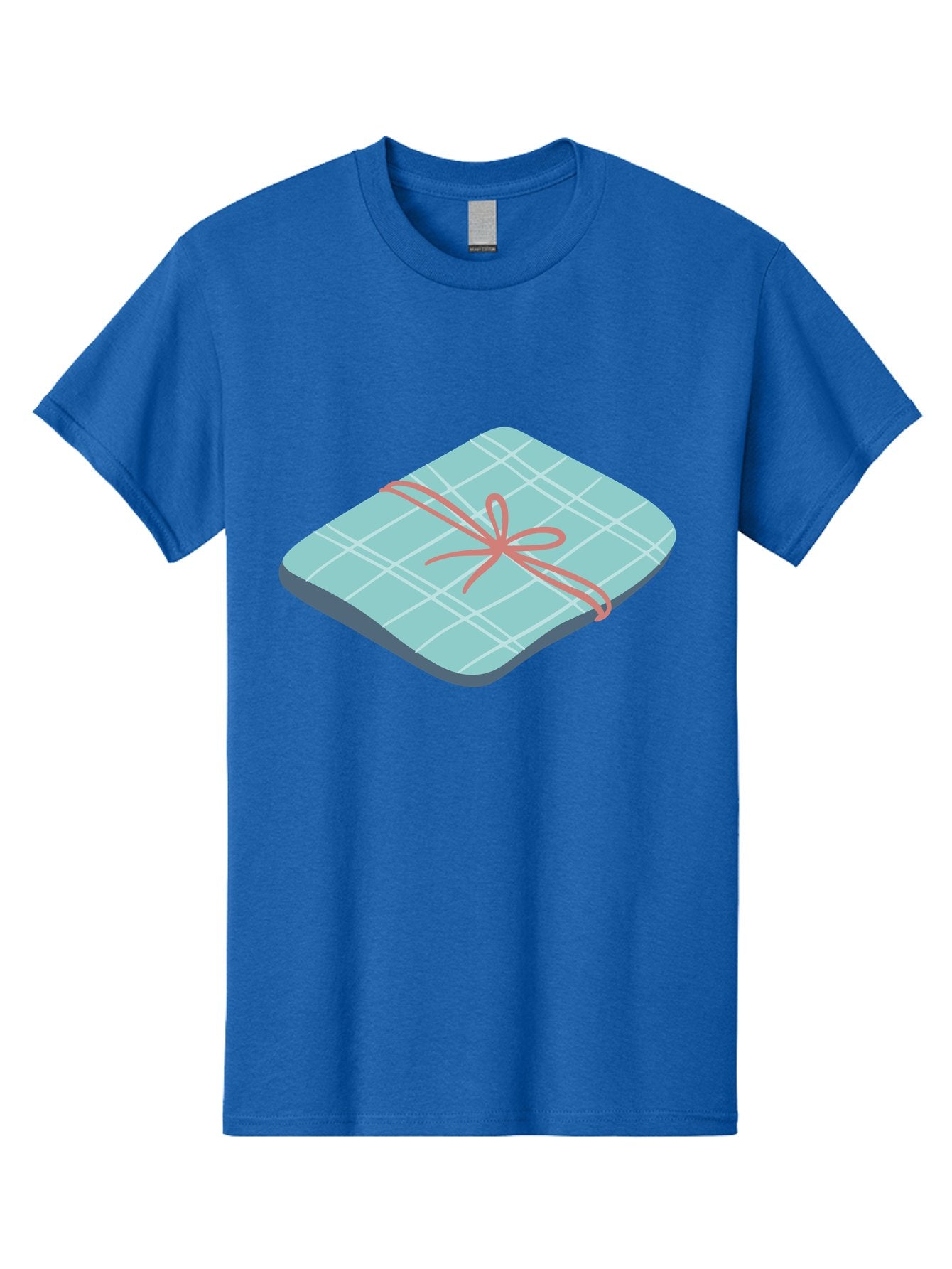 Gift-Box Men'S Graphic Tee, 100% Cotton, Comfortable Casual Summer Wear, Machine Washable, Wrapped Gift, Plaid Pattern, Red Ribbon, Bow, Present, Gift Idea, Celebration, Festive, Occasion, Special Day, Packaging Aac037 3