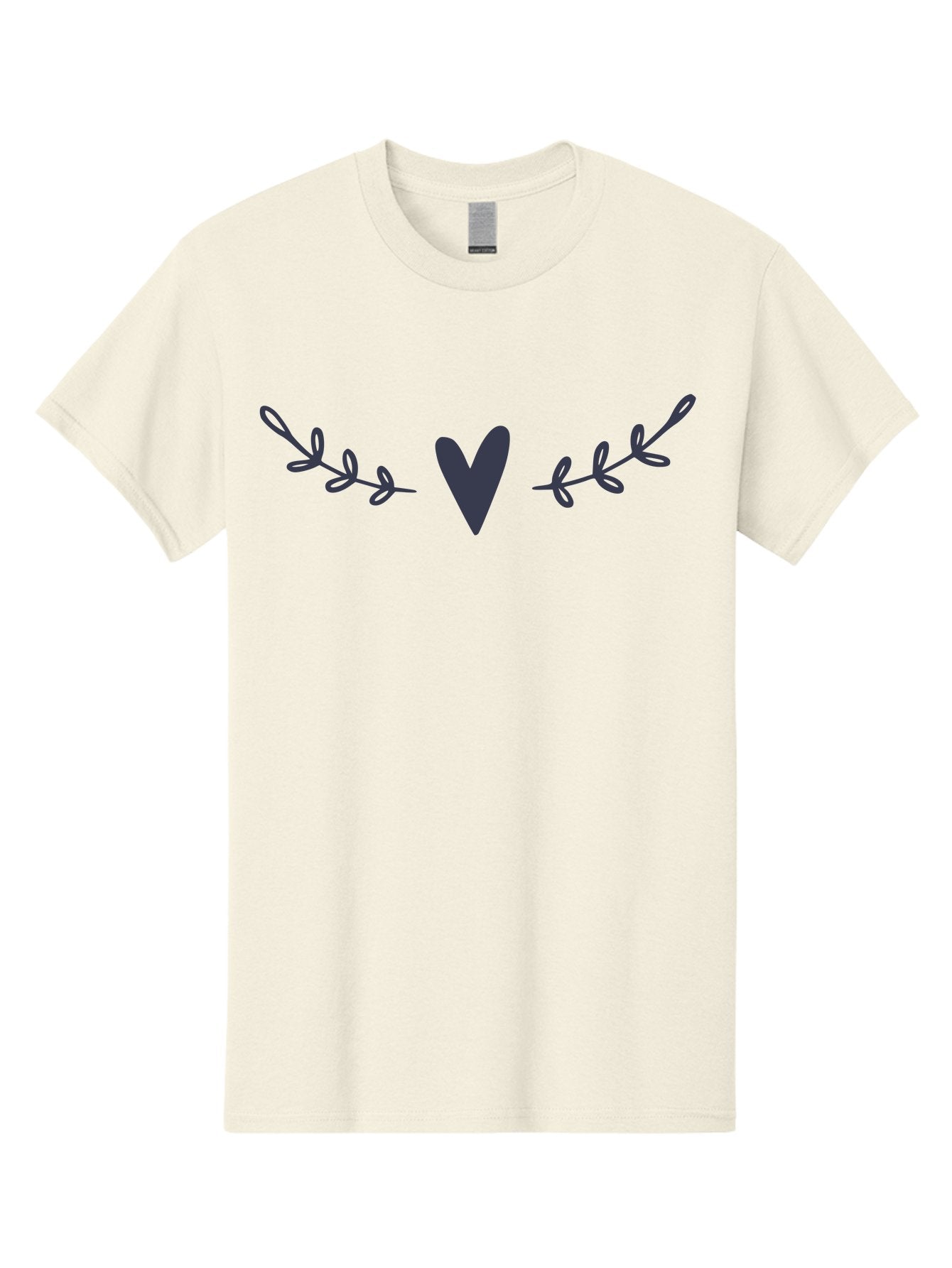 Heart-Laurel Men'S Graphic Tee, 100% Cotton, Comfortable Casual Summer Wear, Machine Washable, Dark Purple Heart, Leafy Branches, Floral Design, Love Symbol, Natural Elements, Simple Graphics, Minimalist Art, Heart Shape Aac047 14