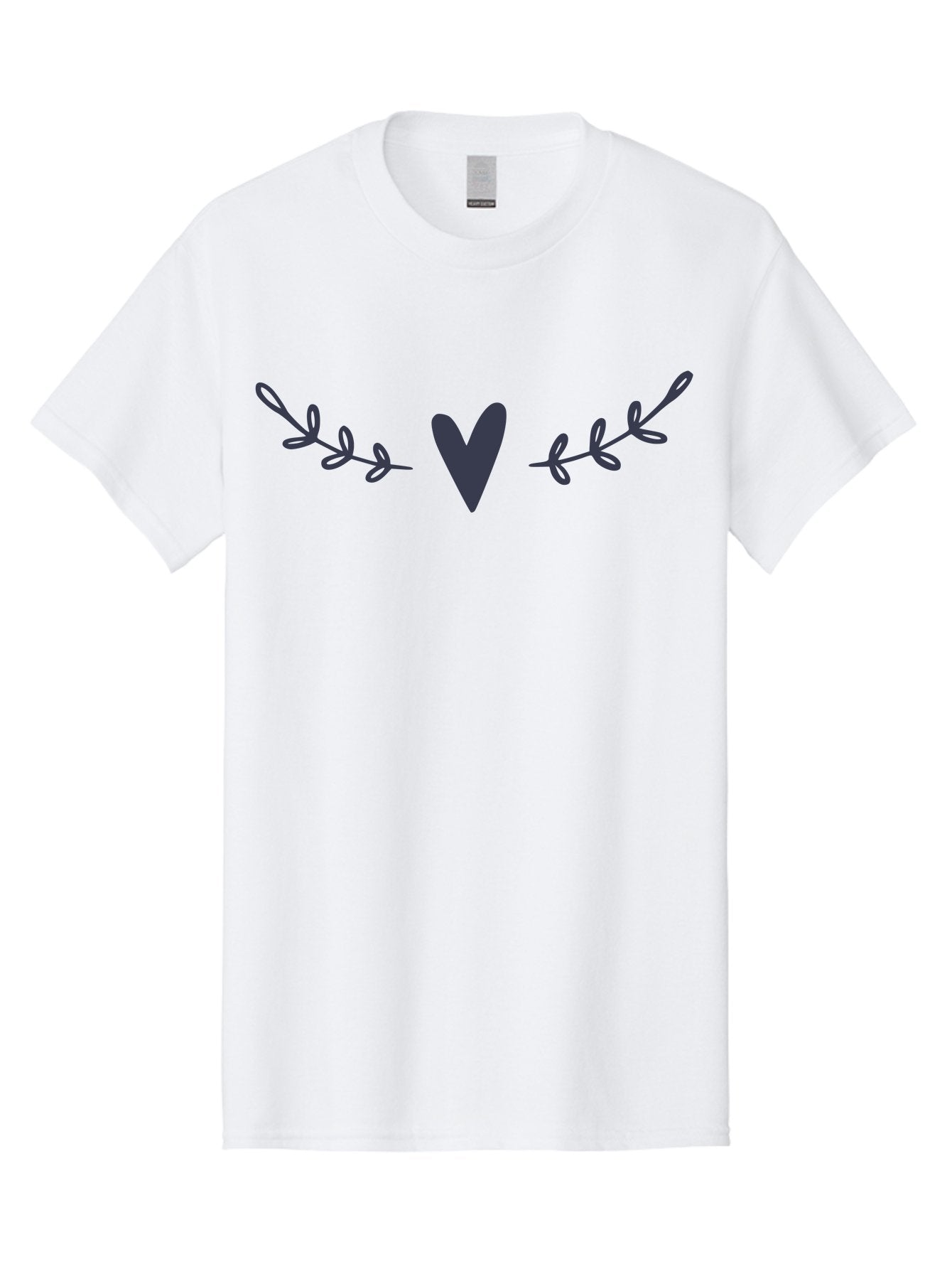 Heart-Laurel Men'S Graphic Tee, 100% Cotton, Comfortable Casual Summer Wear, Machine Washable, Dark Purple Heart, Leafy Branches, Floral Design, Love Symbol, Natural Elements, Simple Graphics, Minimalist Art, Heart Shape Aac047 12