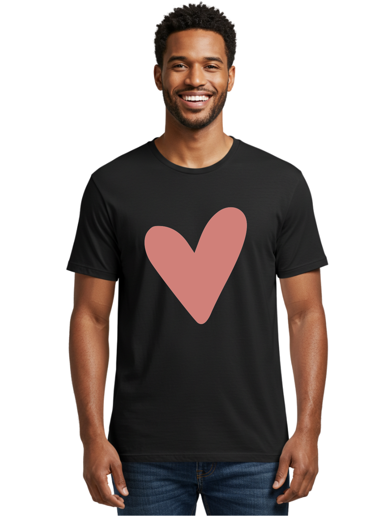 Heart Men'S Graphic Tee, 100% Cotton, Comfortable Casual Summer Wear, Machine Washable, Pink Heart, Love Symbol, Heart Icon, Cute Design, Minimalist Art, Simple Heart, Pink Color, Heart Shape Aac048 22