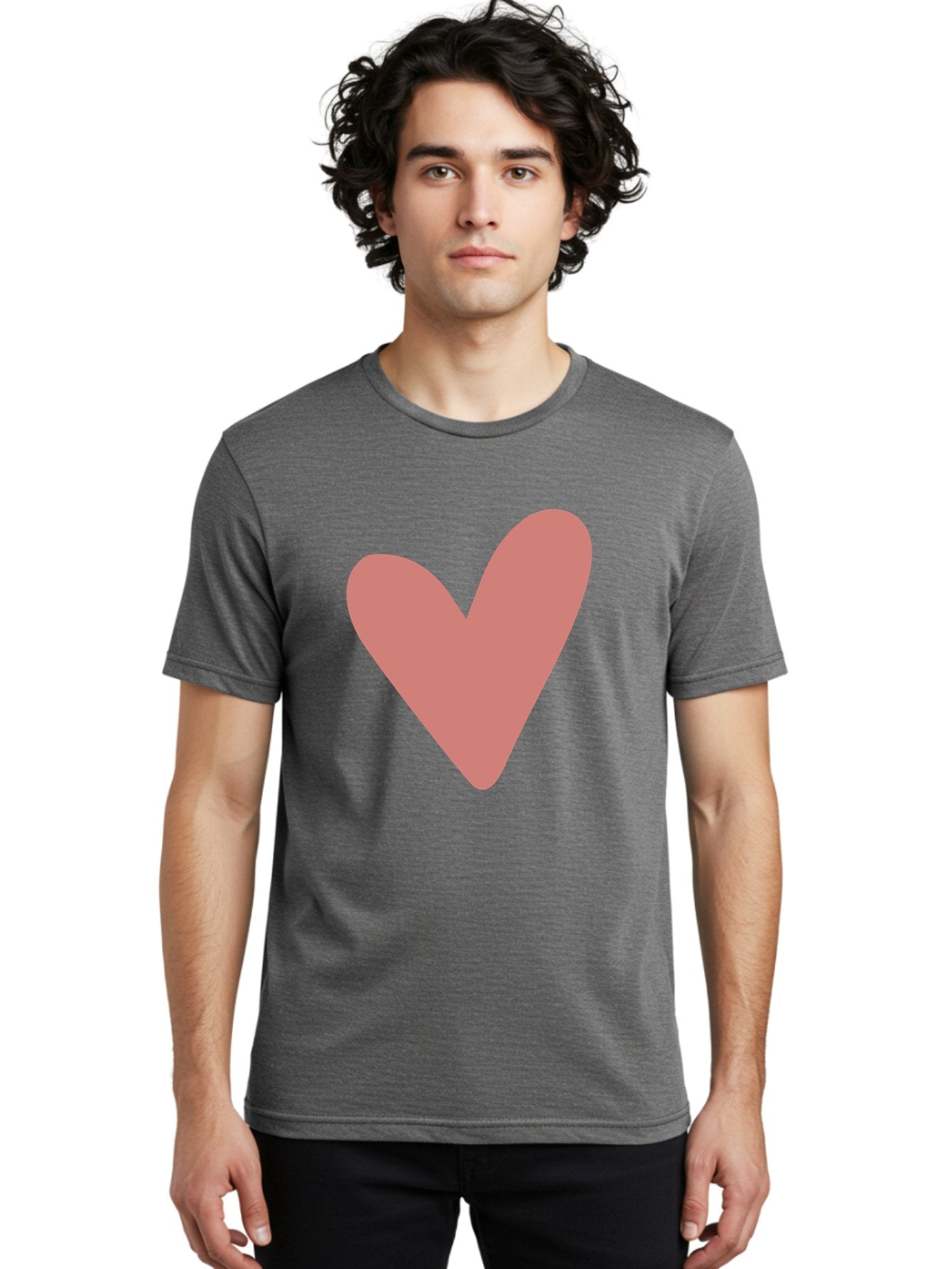 Heart Men'S Graphic Tee, 100% Cotton, Comfortable Casual Summer Wear, Machine Washable, Pink Heart, Love Symbol, Heart Icon, Cute Design, Minimalist Art, Simple Heart, Pink Color, Heart Shape Aac048 12