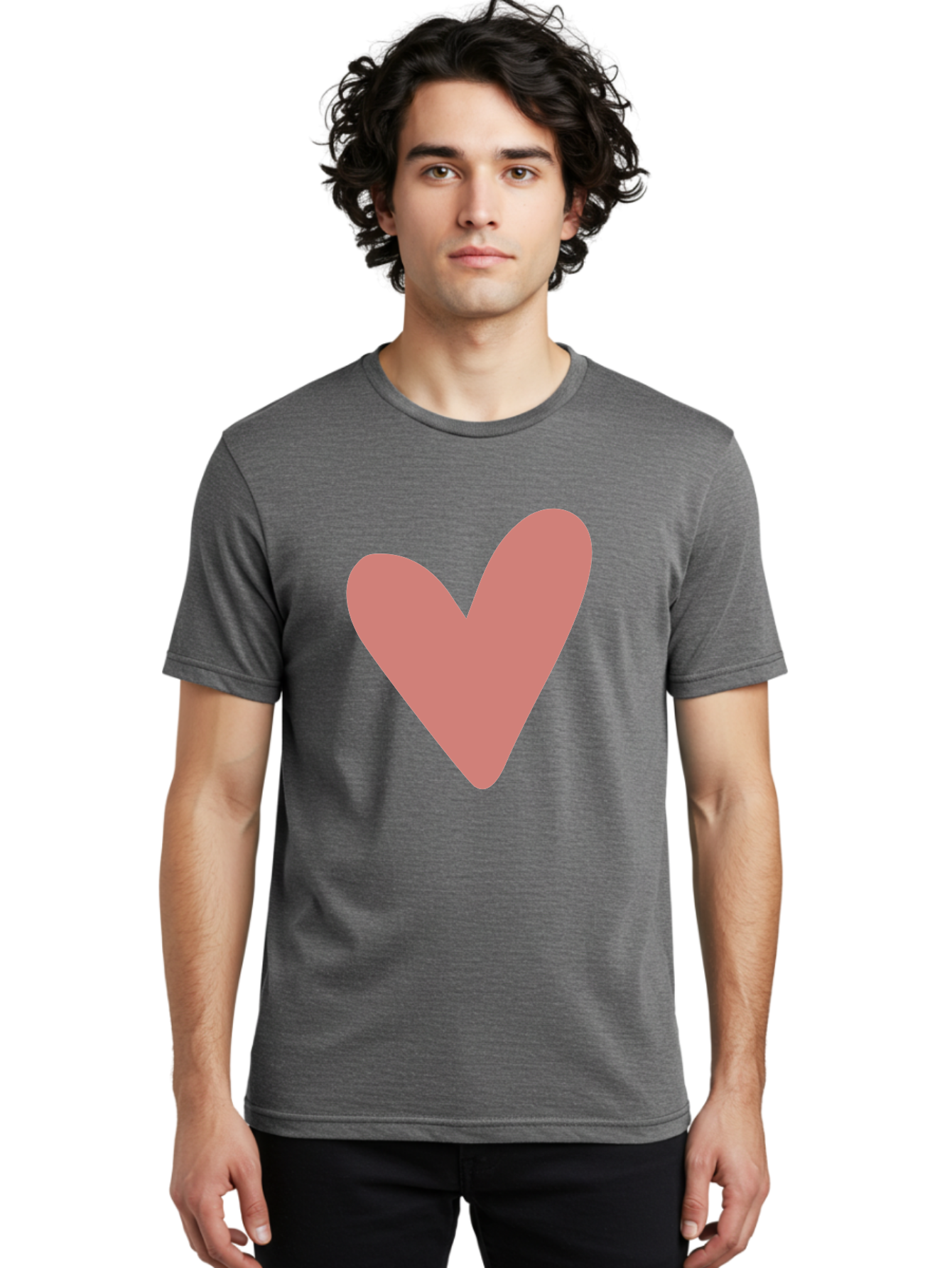 Heart Men'S Graphic Tee, 100% Cotton, Comfortable Casual Summer Wear, Machine Washable, Pink Heart, Love Symbol, Heart Icon, Cute Design, Minimalist Art, Simple Heart, Pink Color, Heart Shape Aac048 10