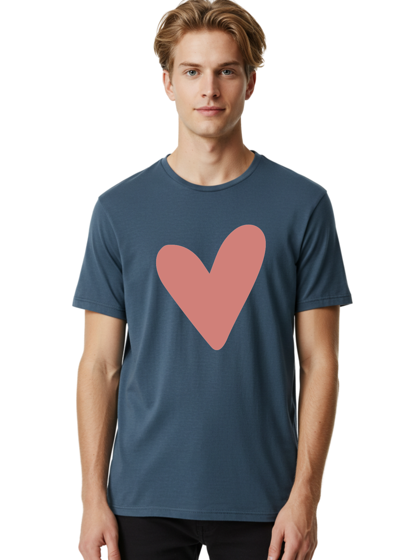 Heart Men'S Graphic Tee, 100% Cotton, Comfortable Casual Summer Wear, Machine Washable, Pink Heart, Love Symbol, Heart Icon, Cute Design, Minimalist Art, Simple Heart, Pink Color, Heart Shape Aac048 20