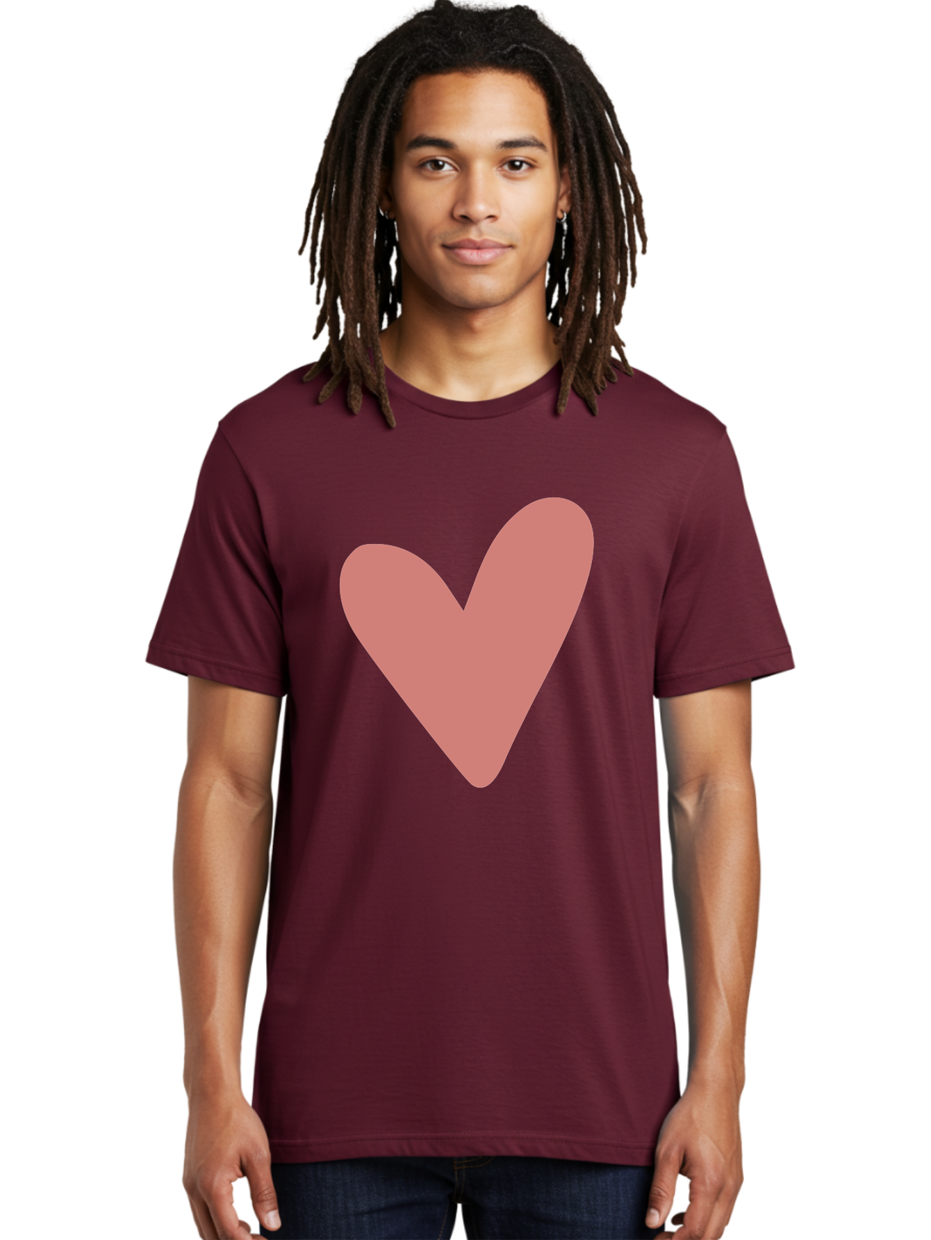 Heart Men'S Graphic Tee, 100% Cotton, Comfortable Casual Summer Wear, Machine Washable, Pink Heart, Love Symbol, Heart Icon, Cute Design, Minimalist Art, Simple Heart, Pink Color, Heart Shape Aac048