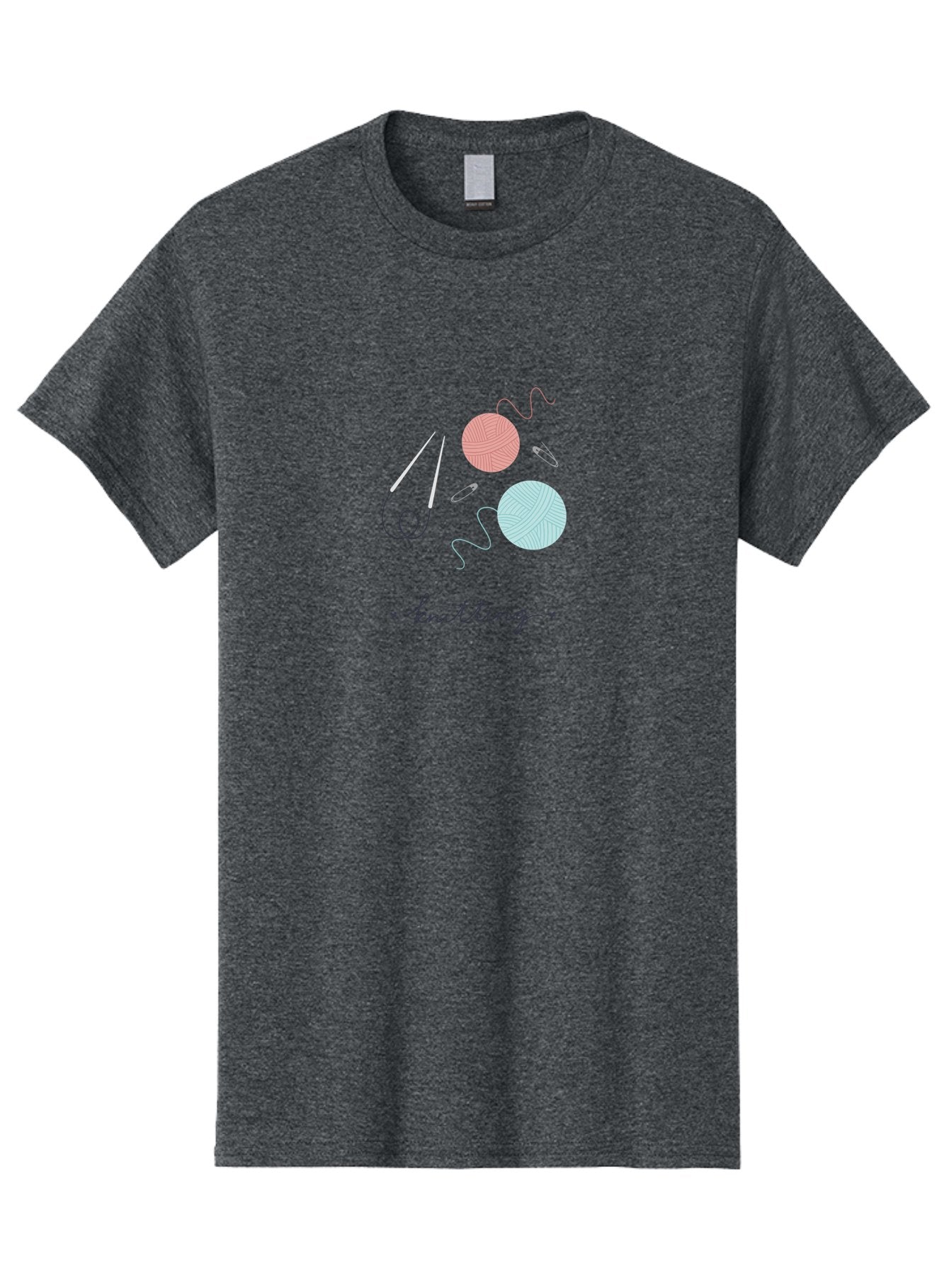Knitting-1 Men'S Graphic Tee, 100% Cotton, Comfortable Casual Summer Wear, Machine Washable, Knitting Needles, Balls Of Yarn, Pastel Colors, Crafting, Handmade, Knitting Accessories, Hobby, Creative, Yarn Balls, Knitting Tools Aac050 12