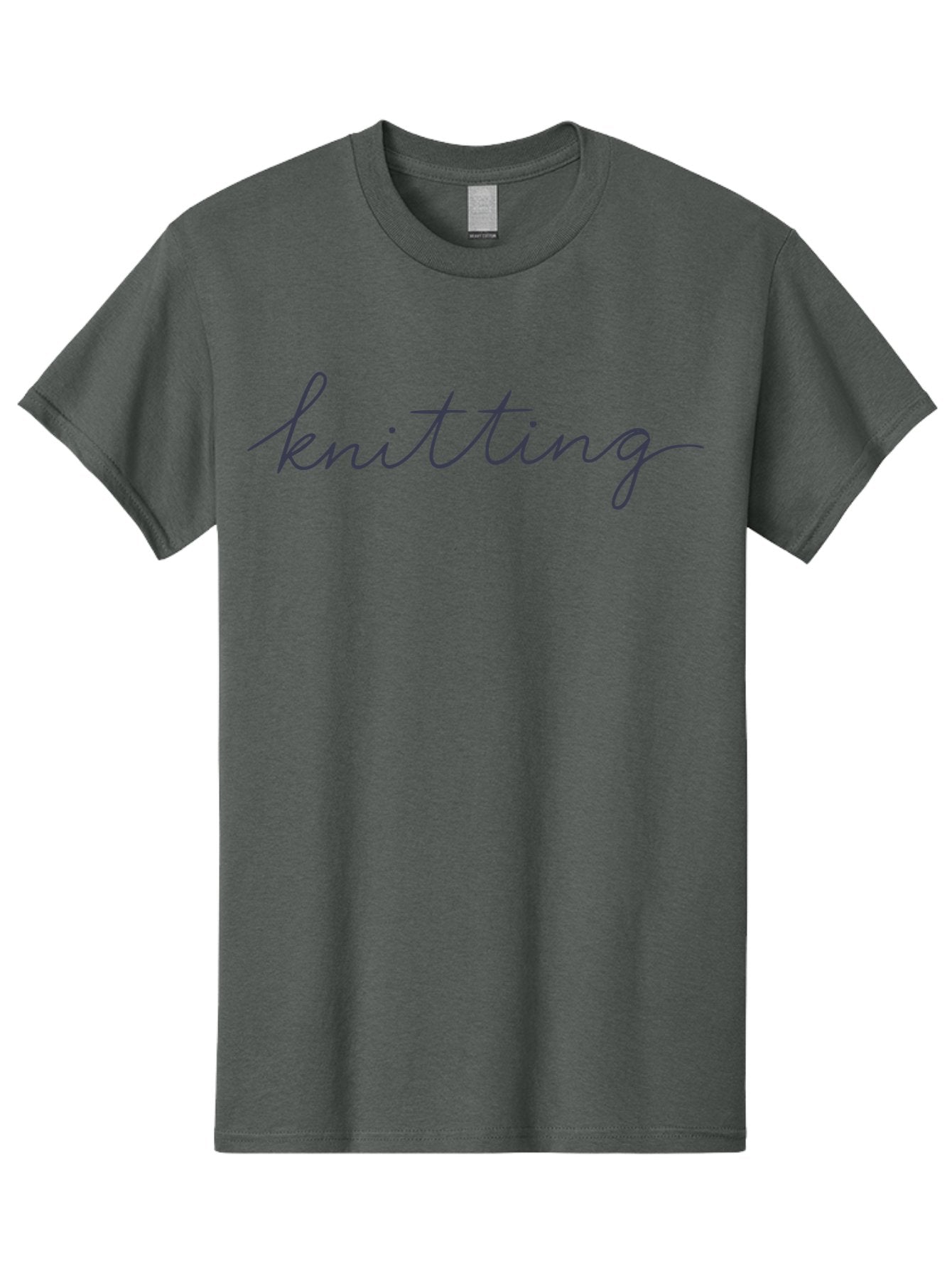 Knitting Men'S Graphic Tee, 100% Cotton, Comfortable Casual Summer Wear, Machine Washable, Knitting Text, Cursive Script, Dark Blue Lettering, Textile Art, Handmade Crafts, Yarn Work, Knitting Hobby Aac052 9