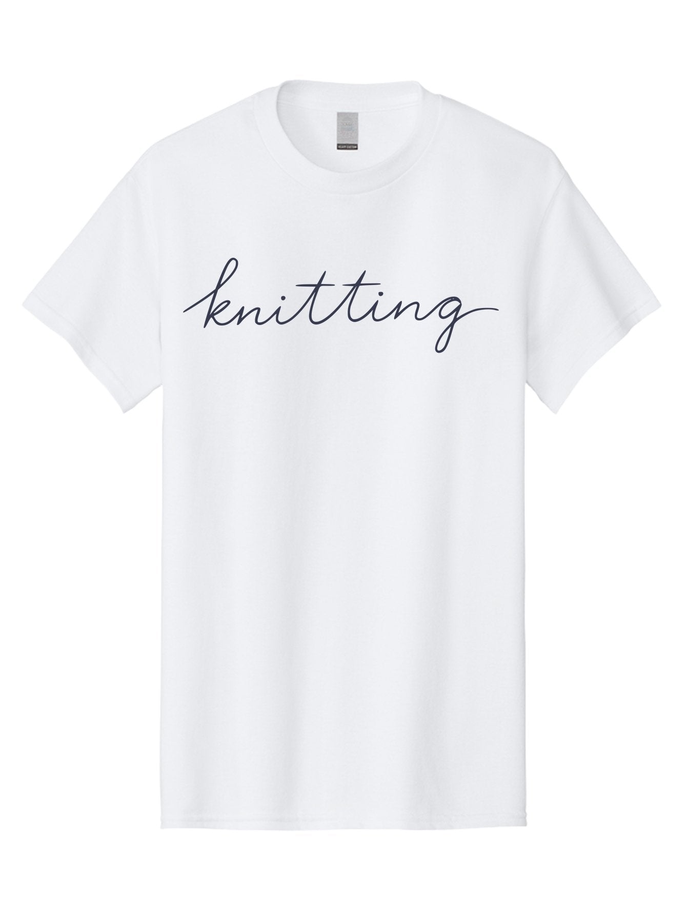 Knitting Men'S Graphic Tee, 100% Cotton, Comfortable Casual Summer Wear, Machine Washable, Knitting Text, Cursive Script, Dark Blue Lettering, Textile Art, Handmade Crafts, Yarn Work, Knitting Hobby Aac052 3