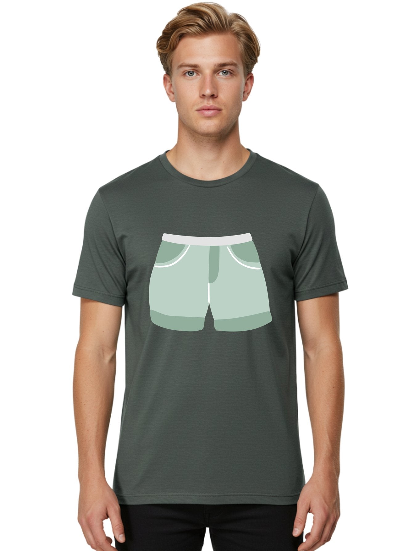 Light-Green-Shorts Men'S Graphic Tee, 100% Cotton, Comfortable Casual Summer Wear, Machine Washable, Men'S Underwear, Boxer Shorts, Comfortable Clothing, Casual Wear, Relaxed Fit, Simple Design, Gray Color Aac053 30