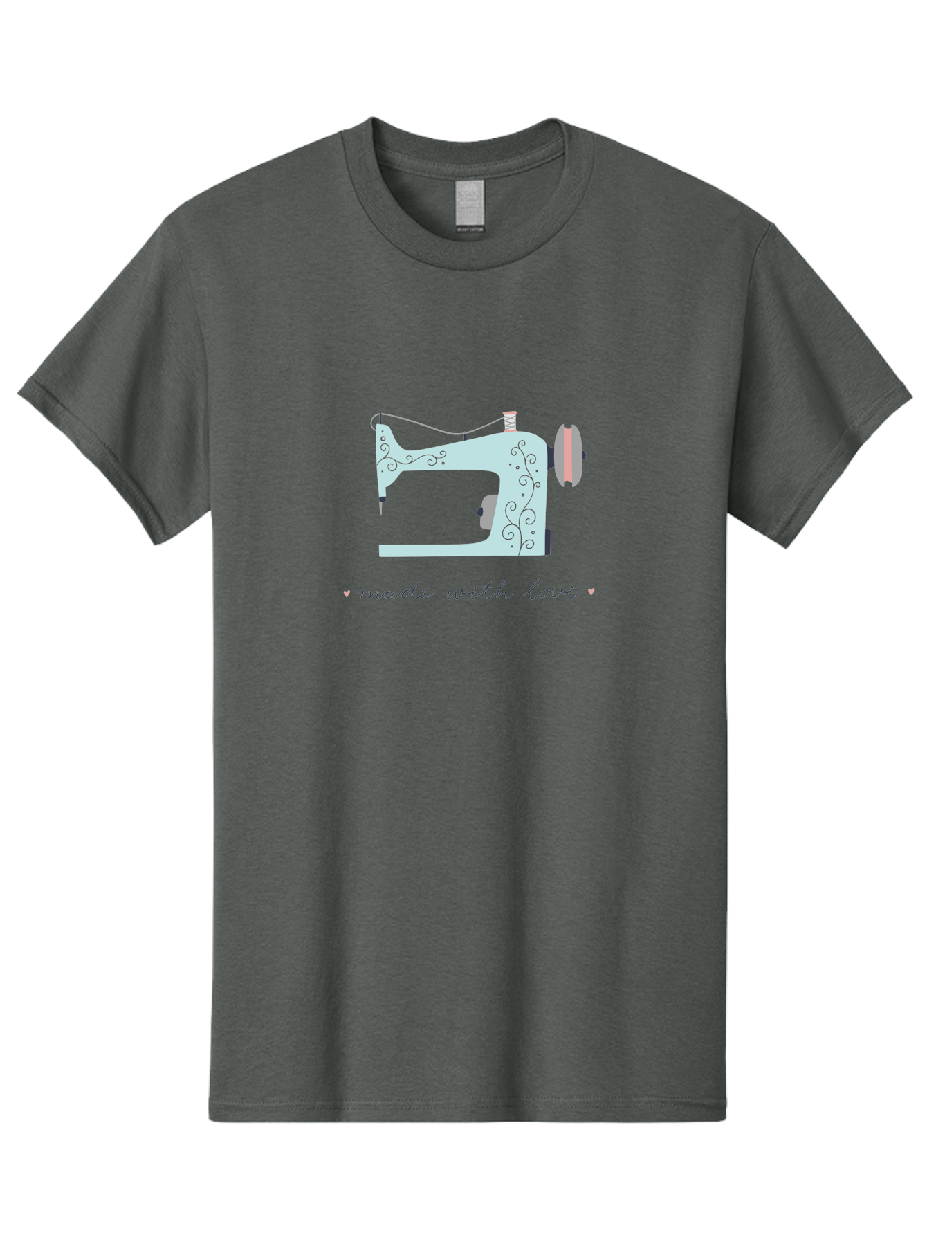 Made-With-Love-1 Men'S Graphic Tee, 100% Cotton, Comfortable Casual Summer Wear, Machine Washable, Vintage Sewing Machine, Handmade With Love, Sewing, Embroidery, Craft, Diy, Tailoring, Fashion Design Aac054 25