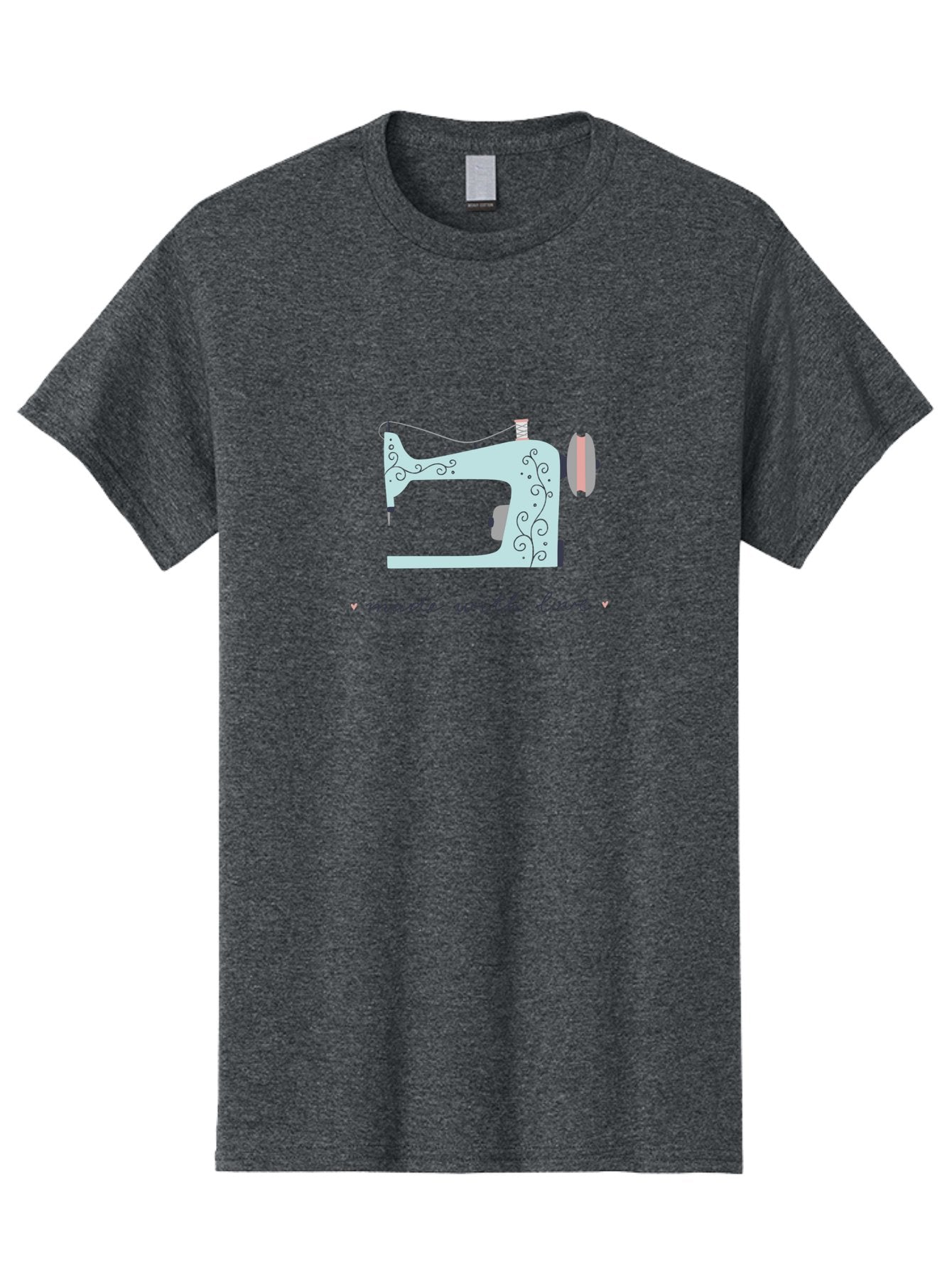 Made-With-Love-1 Men'S Graphic Tee, 100% Cotton, Comfortable Casual Summer Wear, Machine Washable, Vintage Sewing Machine, Handmade With Love, Sewing, Embroidery, Craft, Diy, Tailoring, Fashion Design Aac054