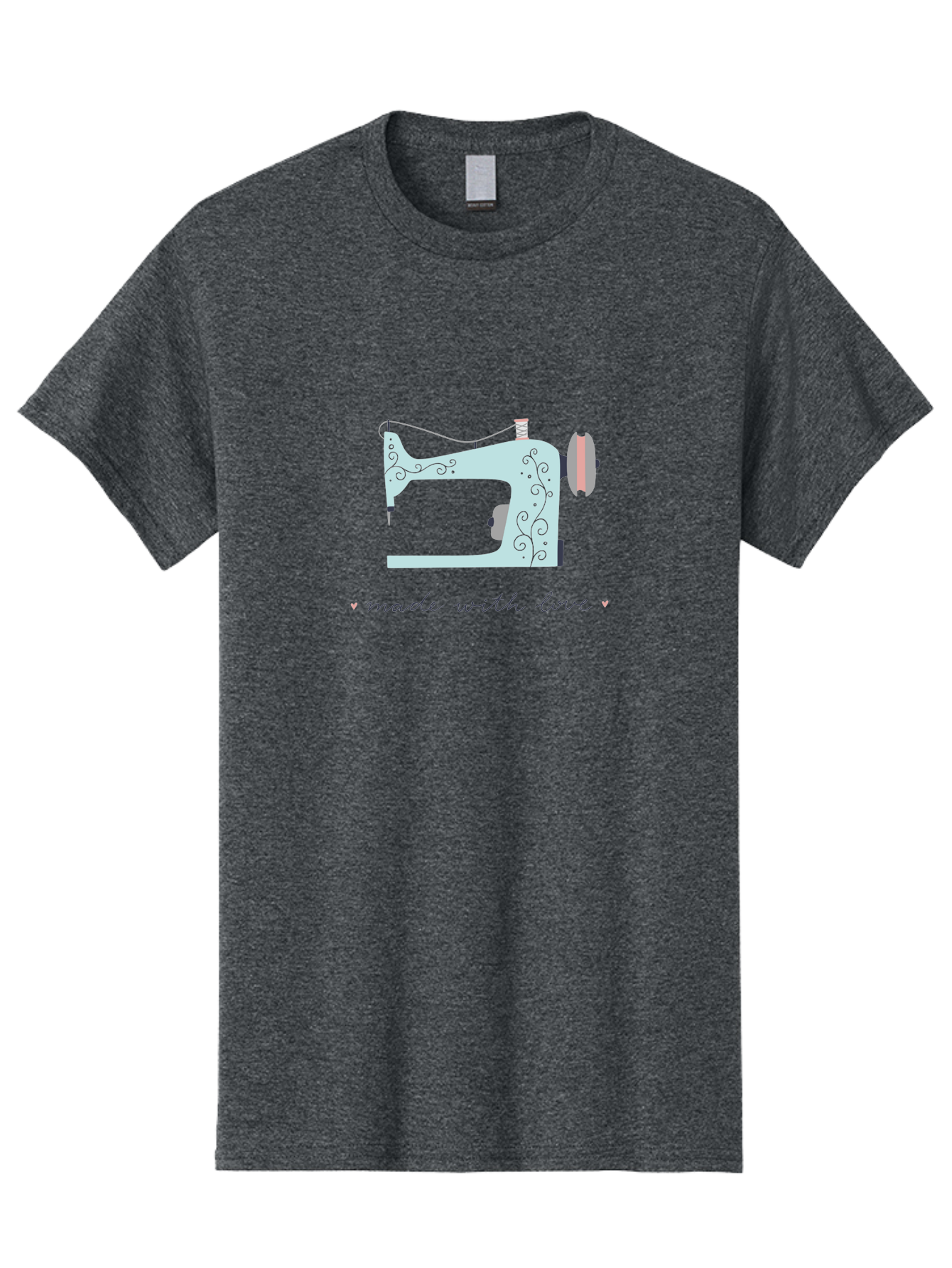 Made-With-Love-1 Men'S Graphic Tee, 100% Cotton, Comfortable Casual Summer Wear, Machine Washable, Vintage Sewing Machine, Handmade With Love, Sewing, Embroidery, Craft, Diy, Tailoring, Fashion Design Aac054 21