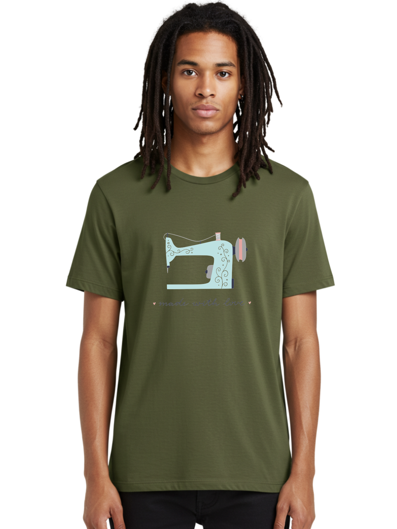 Made-With-Love-1 Men'S Graphic Tee, 100% Cotton, Comfortable Casual Summer Wear, Machine Washable, Vintage Sewing Machine, Handmade With Love, Sewing, Embroidery, Craft, Diy, Tailoring, Fashion Design Aac054 30