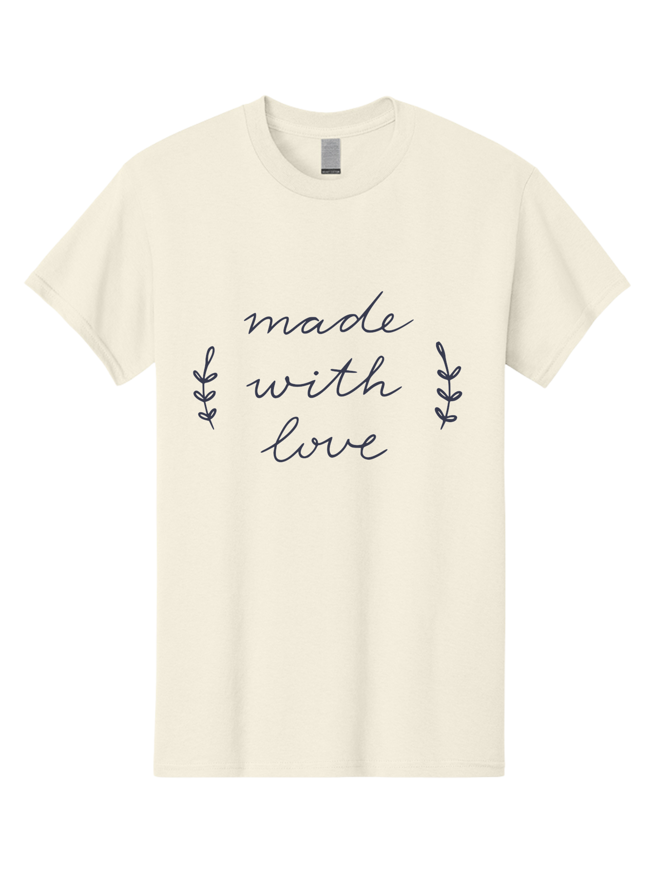 Made-With-Love Men'S Graphic Tee, 100% Cotton, Comfortable Casual Summer Wear, Machine Washable, Handwritten Typography, Love Message, Decorative Elements, Floral Motifs, Heartwarming Quote, Craftsmanship, Handmade Label Aac056 27