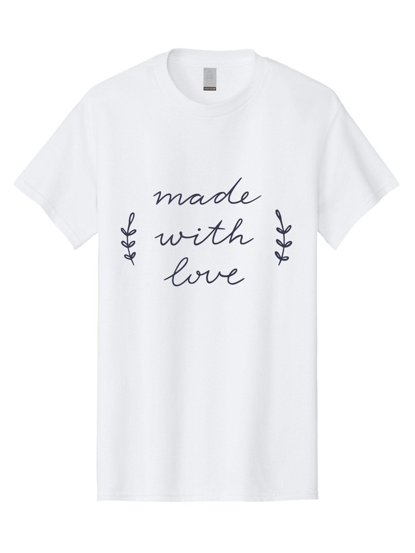 Made-With-Love Men'S Graphic Tee, 100% Cotton, Comfortable Casual Summer Wear, Machine Washable, Handwritten Typography, Love Message, Decorative Elements, Floral Motifs, Heartwarming Quote, Craftsmanship, Handmade Label Aac056 9