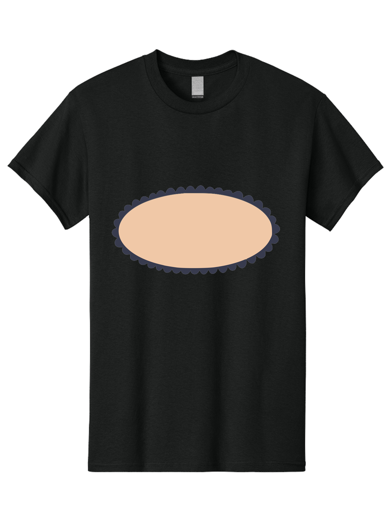 Oval-Badge Men'S Graphic Tee, 100% Cotton, Comfortable Casual Summer Wear, Machine Washable, Oval Shape, Decorative Frame, Beige And Black, Ornate Design, Blank Space, Graphic Element, Simple Illustration, Elegant Border Aac062 25
