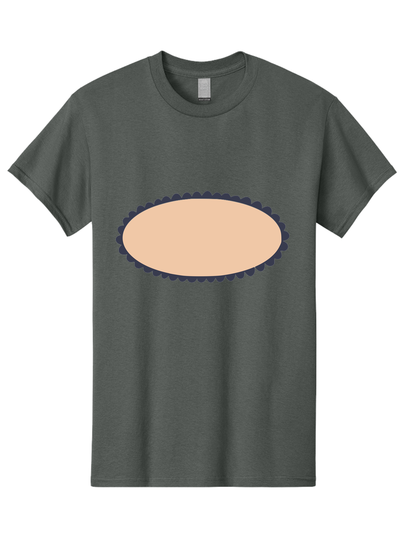Oval-Badge Men'S Graphic Tee, 100% Cotton, Comfortable Casual Summer Wear, Machine Washable, Oval Shape, Decorative Frame, Beige And Black, Ornate Design, Blank Space, Graphic Element, Simple Illustration, Elegant Border Aac062 29