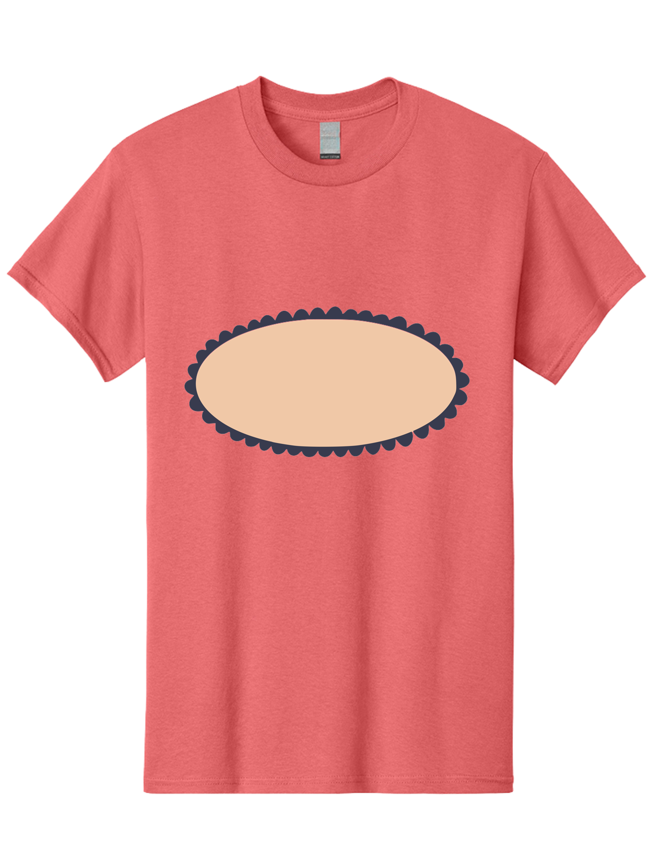 Oval-Badge Men'S Graphic Tee, 100% Cotton, Comfortable Casual Summer Wear, Machine Washable, Oval Shape, Decorative Frame, Beige And Black, Ornate Design, Blank Space, Graphic Element, Simple Illustration, Elegant Border Aac062 11