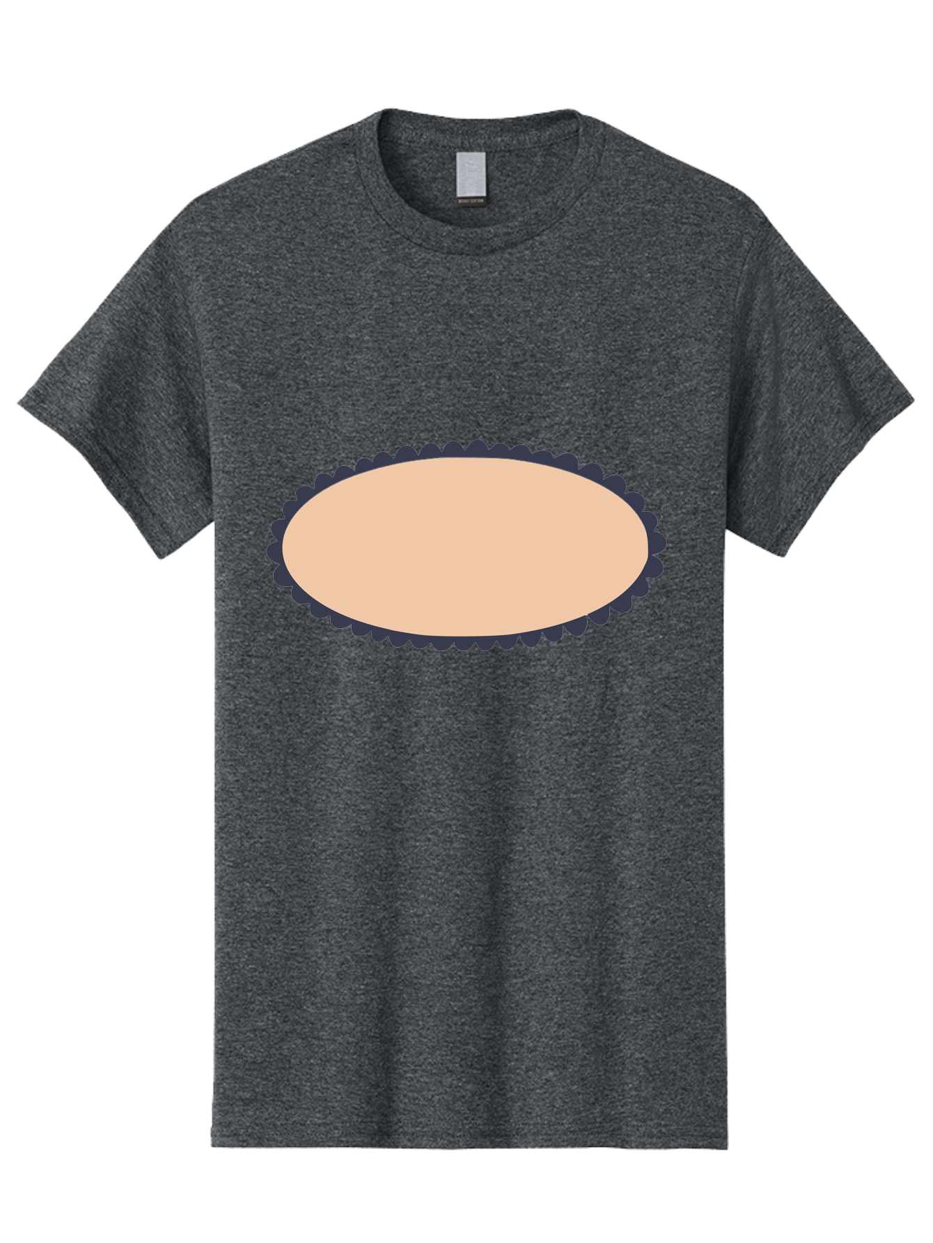 Oval-Badge Men'S Graphic Tee, 100% Cotton, Comfortable Casual Summer Wear, Machine Washable, Oval Shape, Decorative Frame, Beige And Black, Ornate Design, Blank Space, Graphic Element, Simple Illustration, Elegant Border Aac062 5