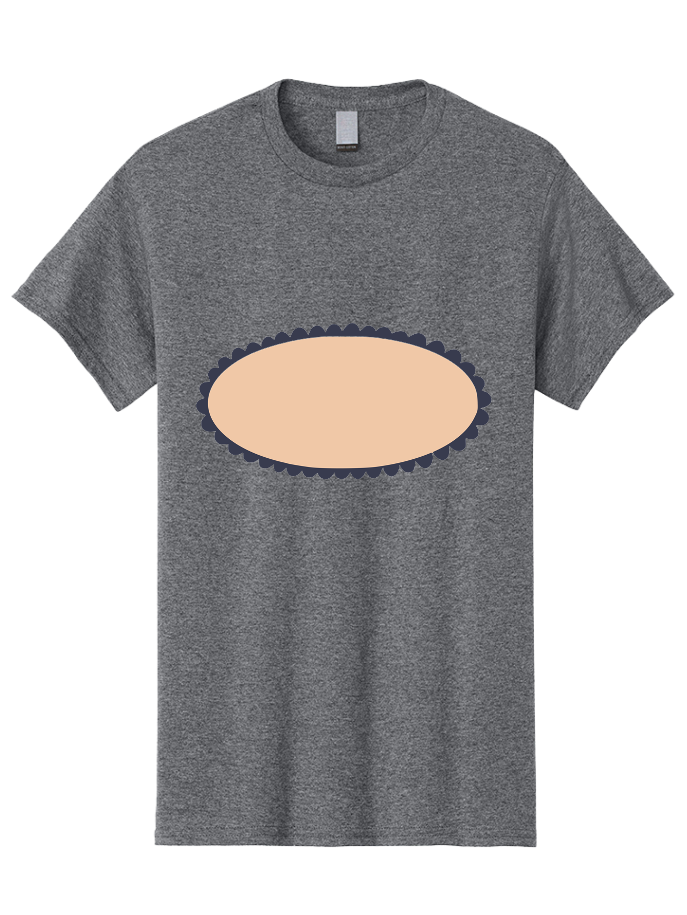 Oval-Badge Men'S Graphic Tee, 100% Cotton, Comfortable Casual Summer Wear, Machine Washable, Oval Shape, Decorative Frame, Beige And Black, Ornate Design, Blank Space, Graphic Element, Simple Illustration, Elegant Border Aac062 3