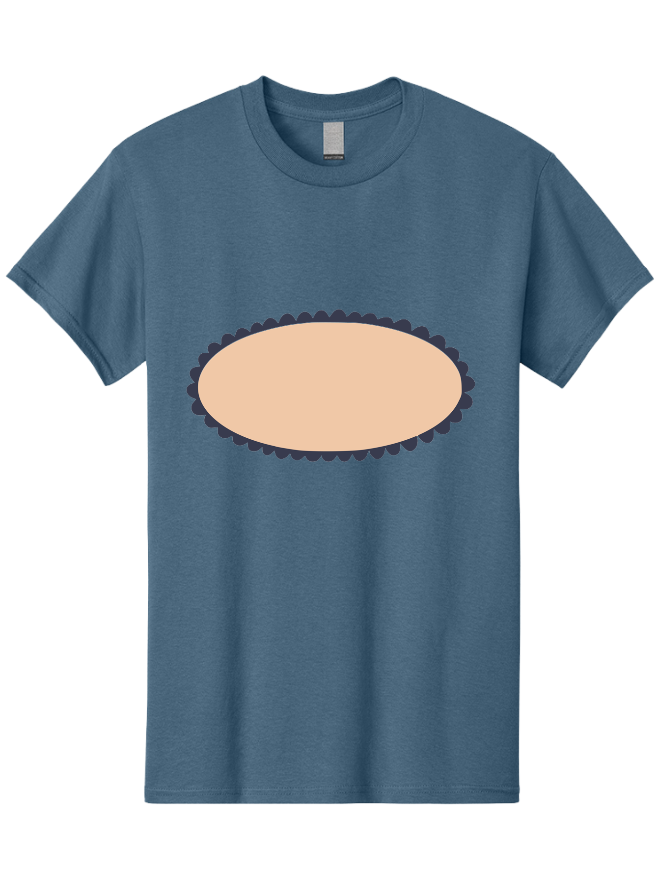 Oval-Badge Men'S Graphic Tee, 100% Cotton, Comfortable Casual Summer Wear, Machine Washable, Oval Shape, Decorative Frame, Beige And Black, Ornate Design, Blank Space, Graphic Element, Simple Illustration, Elegant Border Aac062 7