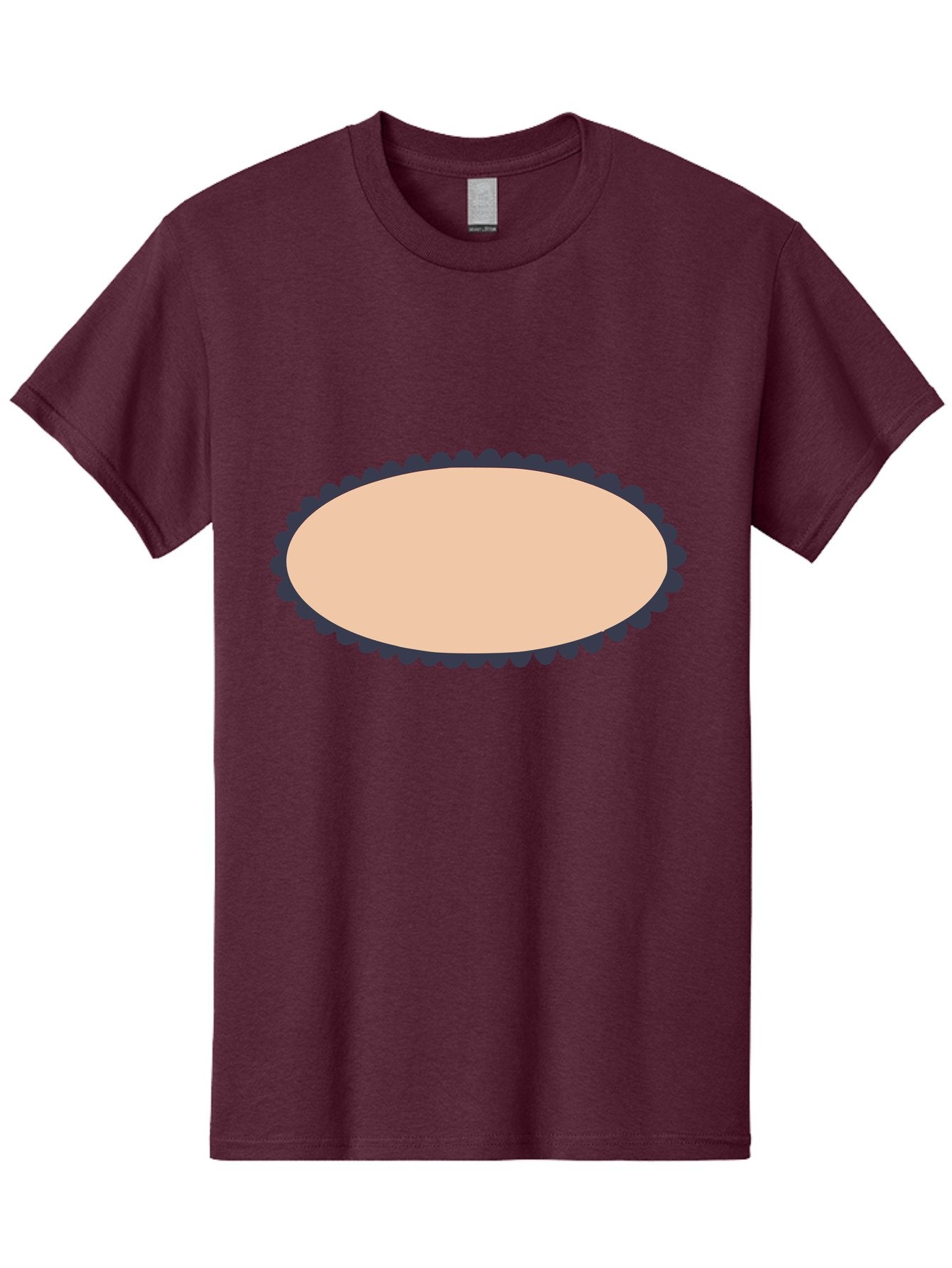 Oval-Badge Men'S Graphic Tee, 100% Cotton, Comfortable Casual Summer Wear, Machine Washable, Oval Shape, Decorative Frame, Beige And Black, Ornate Design, Blank Space, Graphic Element, Simple Illustration, Elegant Border Aac062