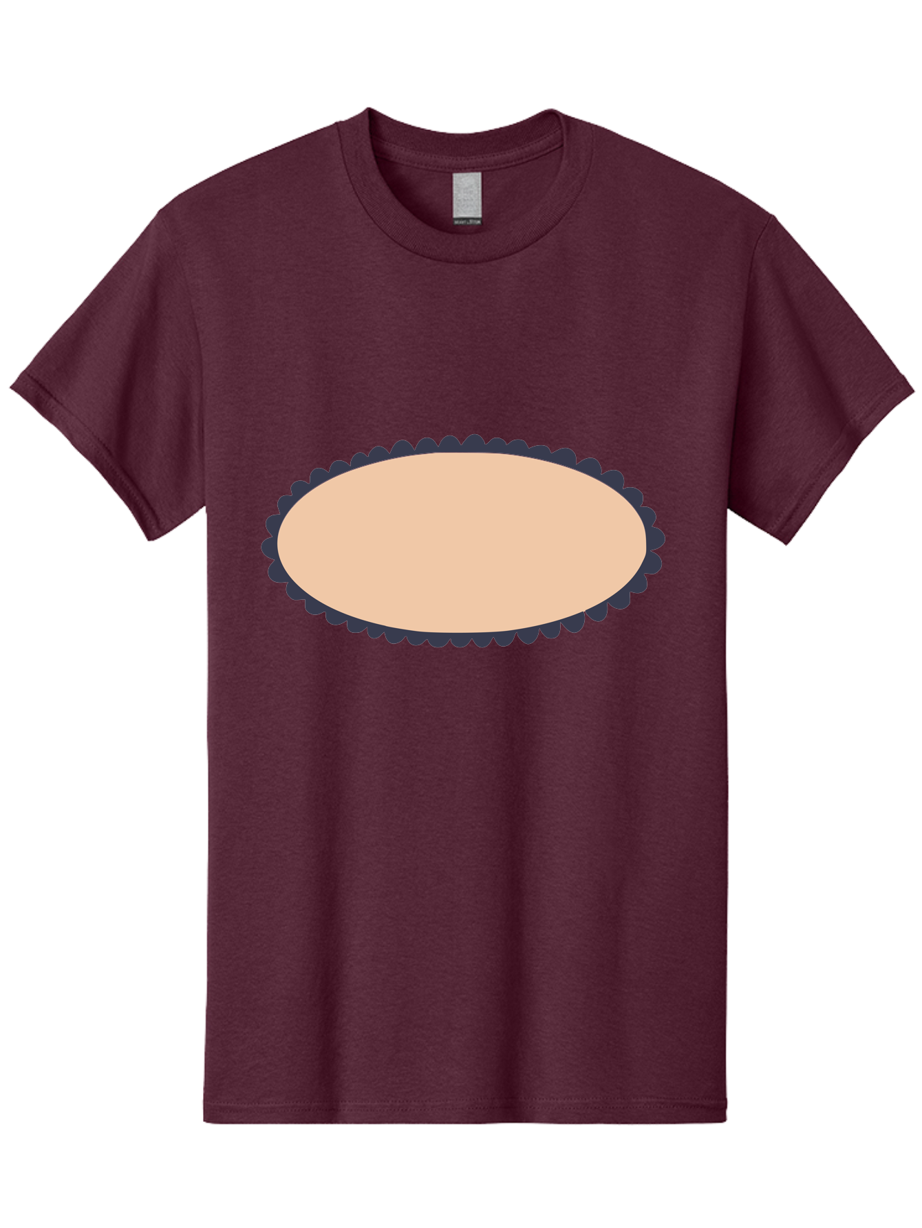 Oval-Badge Men'S Graphic Tee, 100% Cotton, Comfortable Casual Summer Wear, Machine Washable, Oval Shape, Decorative Frame, Beige And Black, Ornate Design, Blank Space, Graphic Element, Simple Illustration, Elegant Border Aac062 19