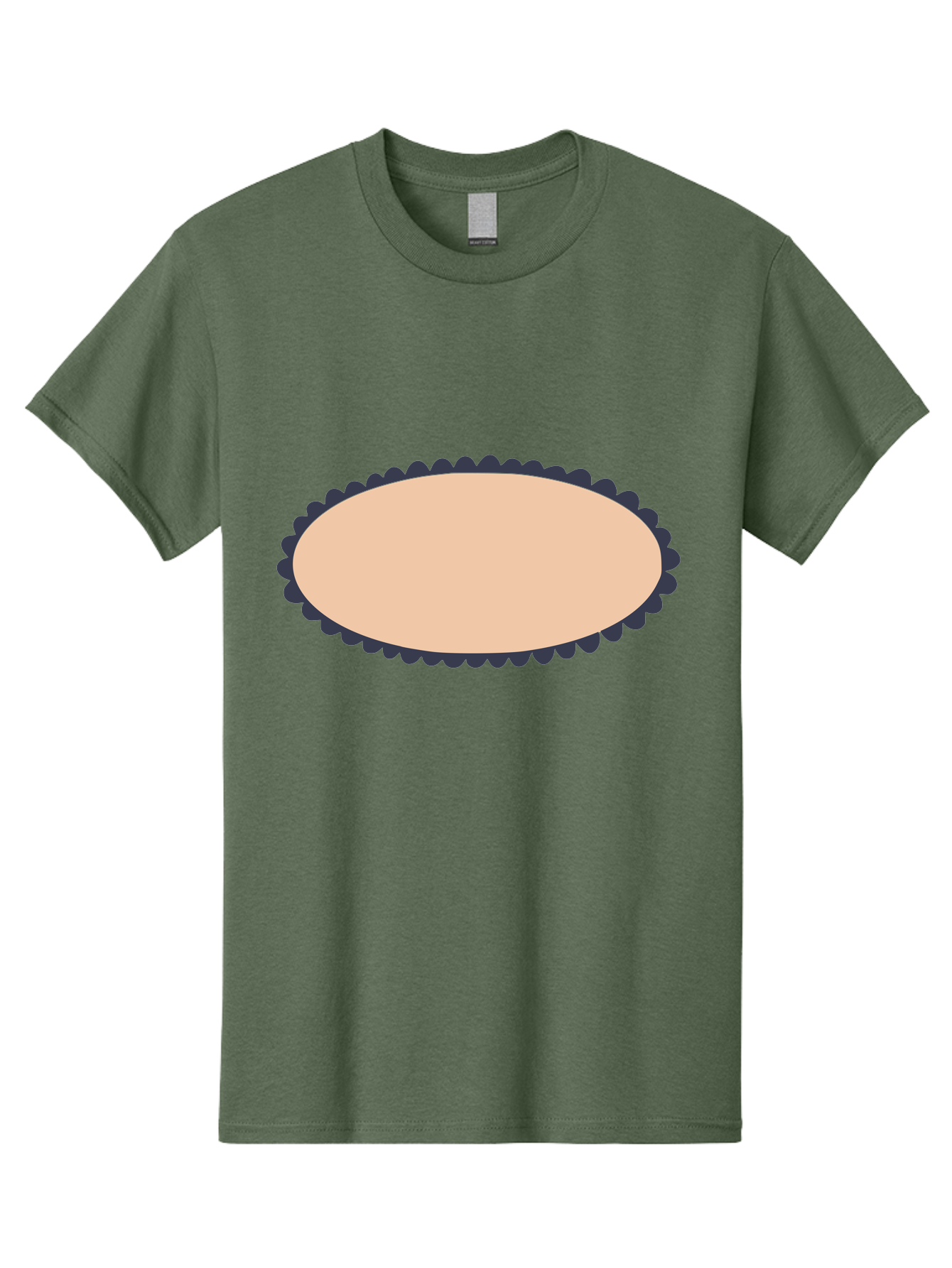 Oval-Badge Men'S Graphic Tee, 100% Cotton, Comfortable Casual Summer Wear, Machine Washable, Oval Shape, Decorative Frame, Beige And Black, Ornate Design, Blank Space, Graphic Element, Simple Illustration, Elegant Border Aac062 13