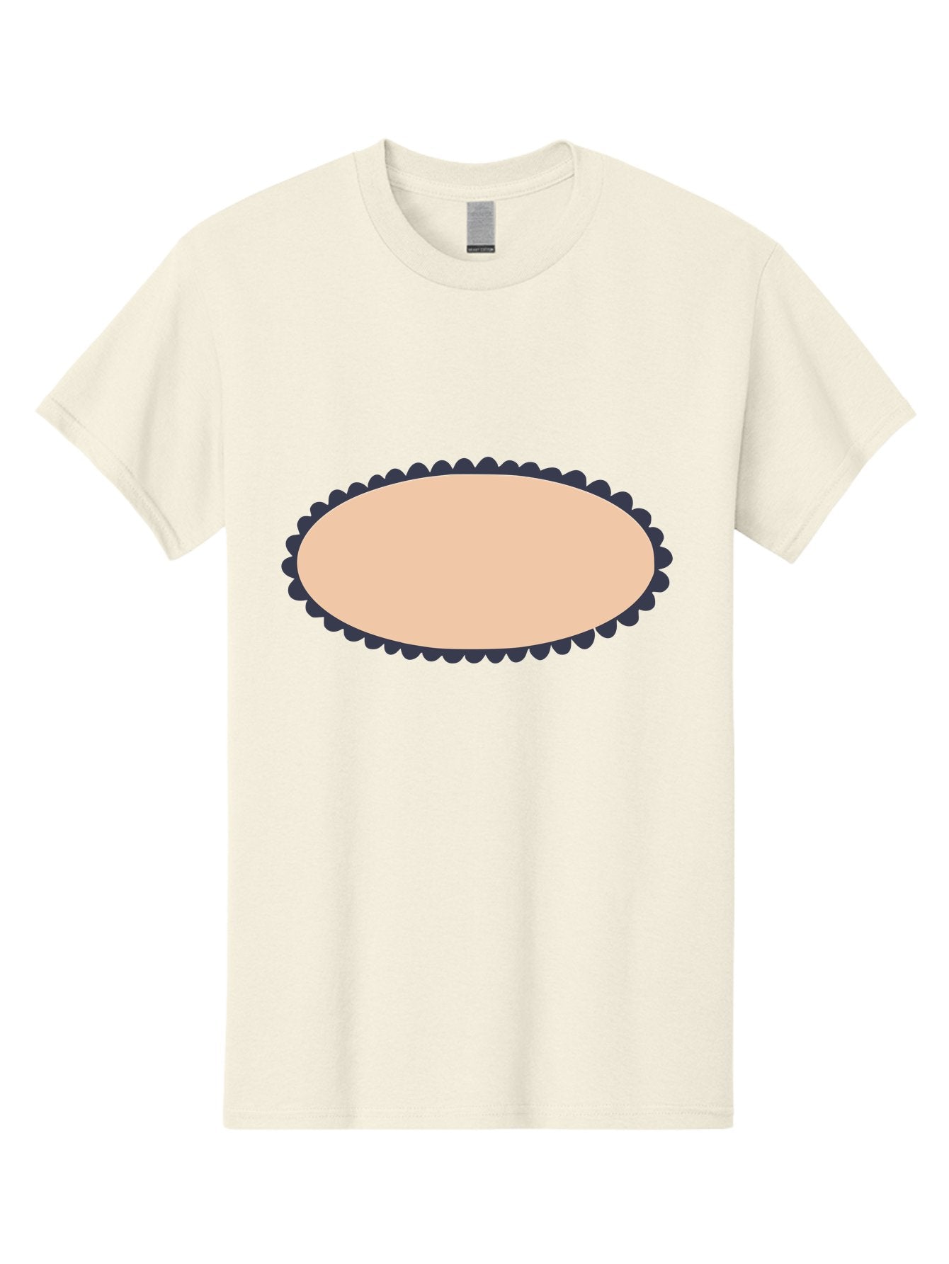 Oval-Badge Men'S Graphic Tee, 100% Cotton, Comfortable Casual Summer Wear, Machine Washable, Oval Shape, Decorative Frame, Beige And Black, Ornate Design, Blank Space, Graphic Element, Simple Illustration, Elegant Border Aac062 10