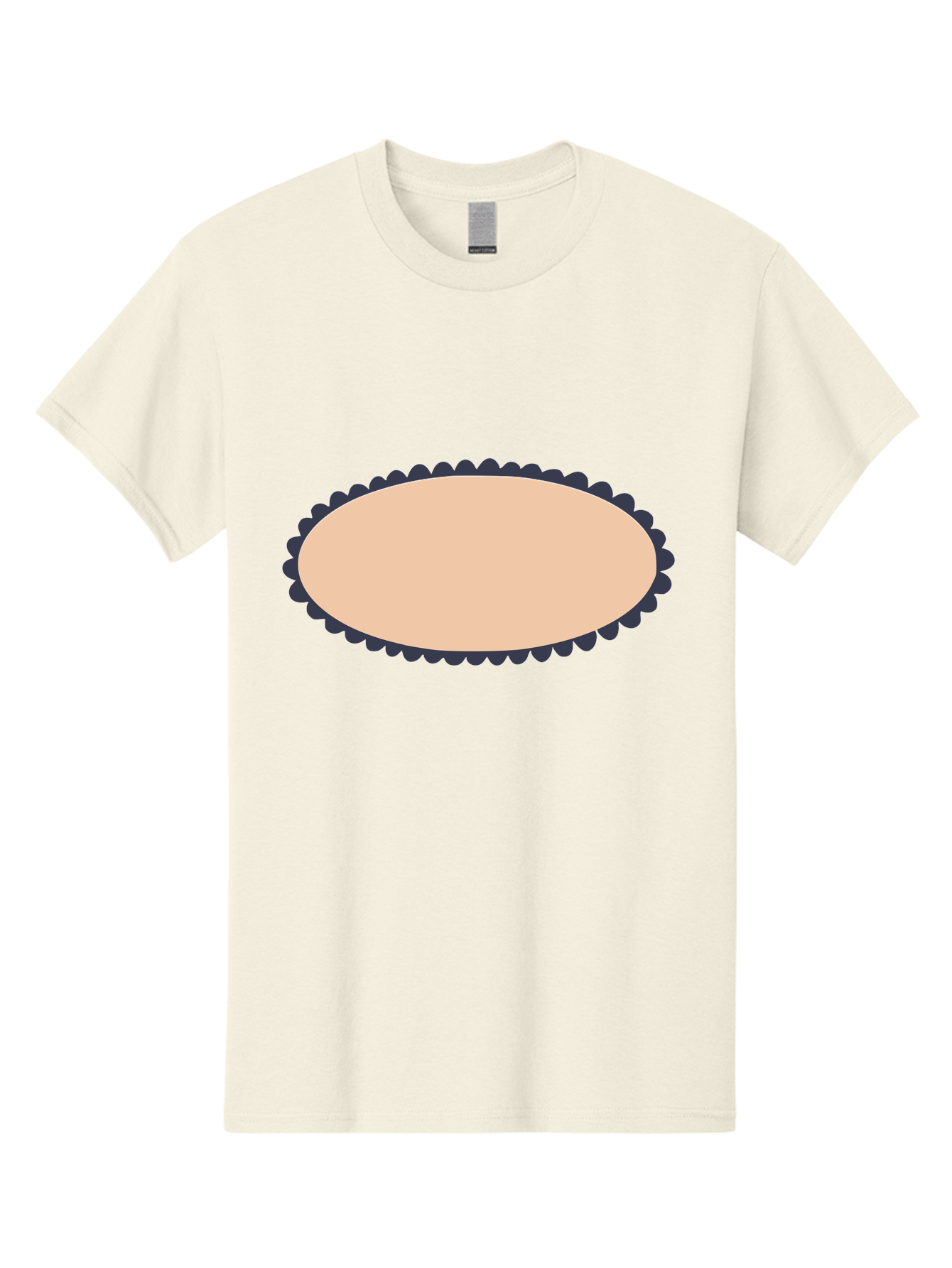 Oval-Badge Men'S Graphic Tee, 100% Cotton, Comfortable Casual Summer Wear, Machine Washable, Oval Shape, Decorative Frame, Beige And Black, Ornate Design, Blank Space, Graphic Element, Simple Illustration, Elegant Border Aac062 27