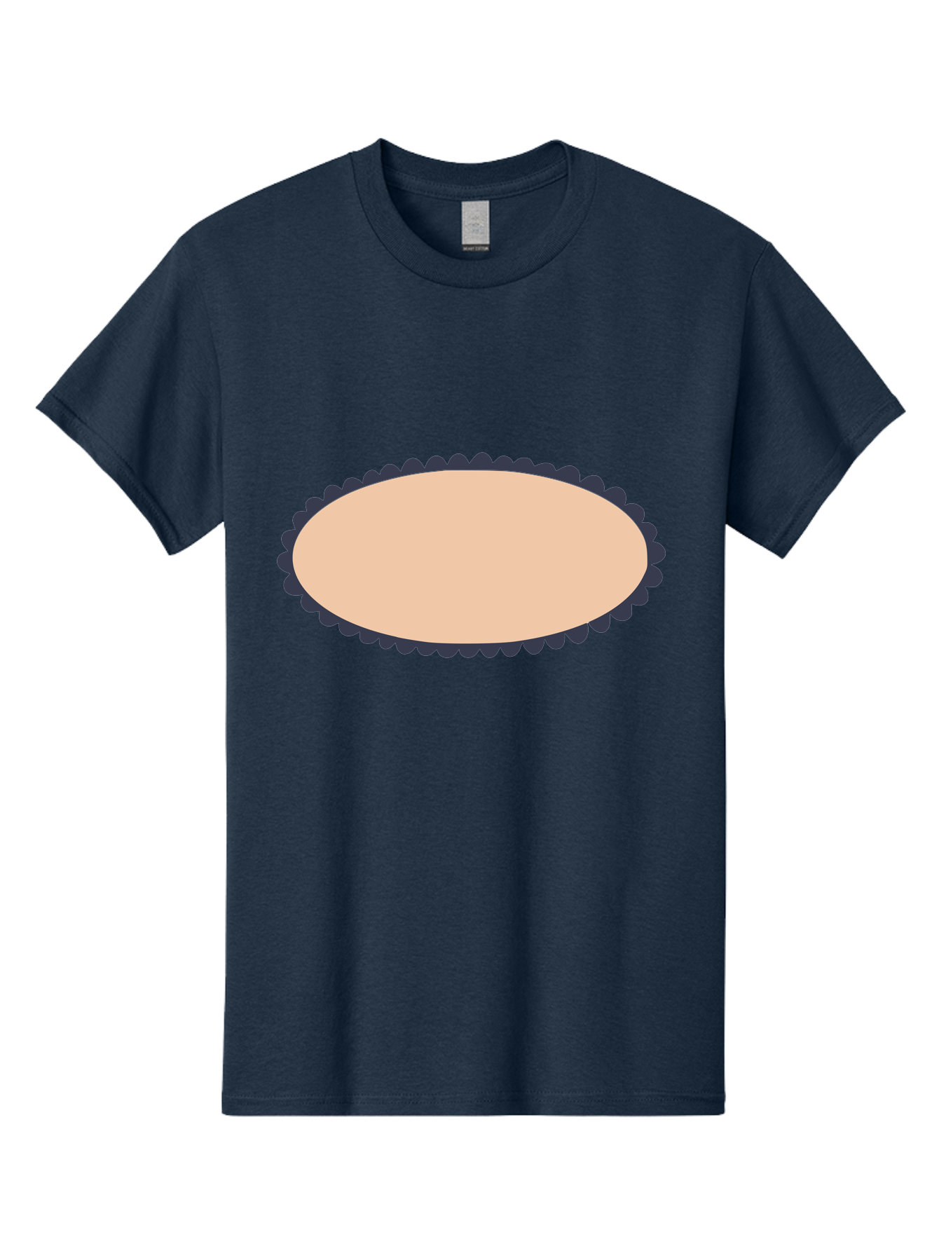 Oval-Badge Men'S Graphic Tee, 100% Cotton, Comfortable Casual Summer Wear, Machine Washable, Oval Shape, Decorative Frame, Beige And Black, Ornate Design, Blank Space, Graphic Element, Simple Illustration, Elegant Border Aac062 23