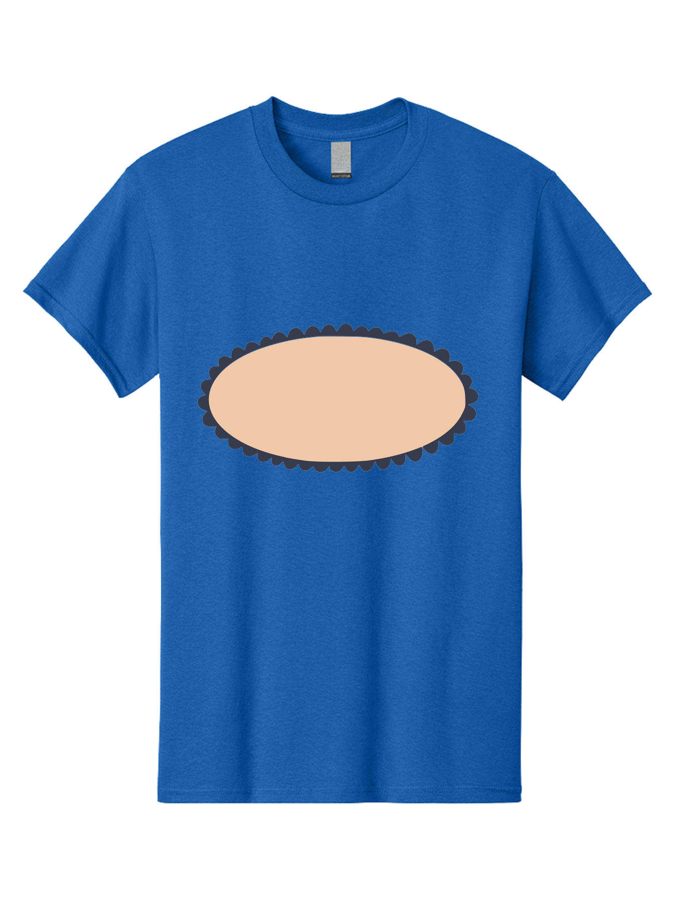 Oval-Badge Men'S Graphic Tee, 100% Cotton, Comfortable Casual Summer Wear, Machine Washable, Oval Shape, Decorative Frame, Beige And Black, Ornate Design, Blank Space, Graphic Element, Simple Illustration, Elegant Border Aac062