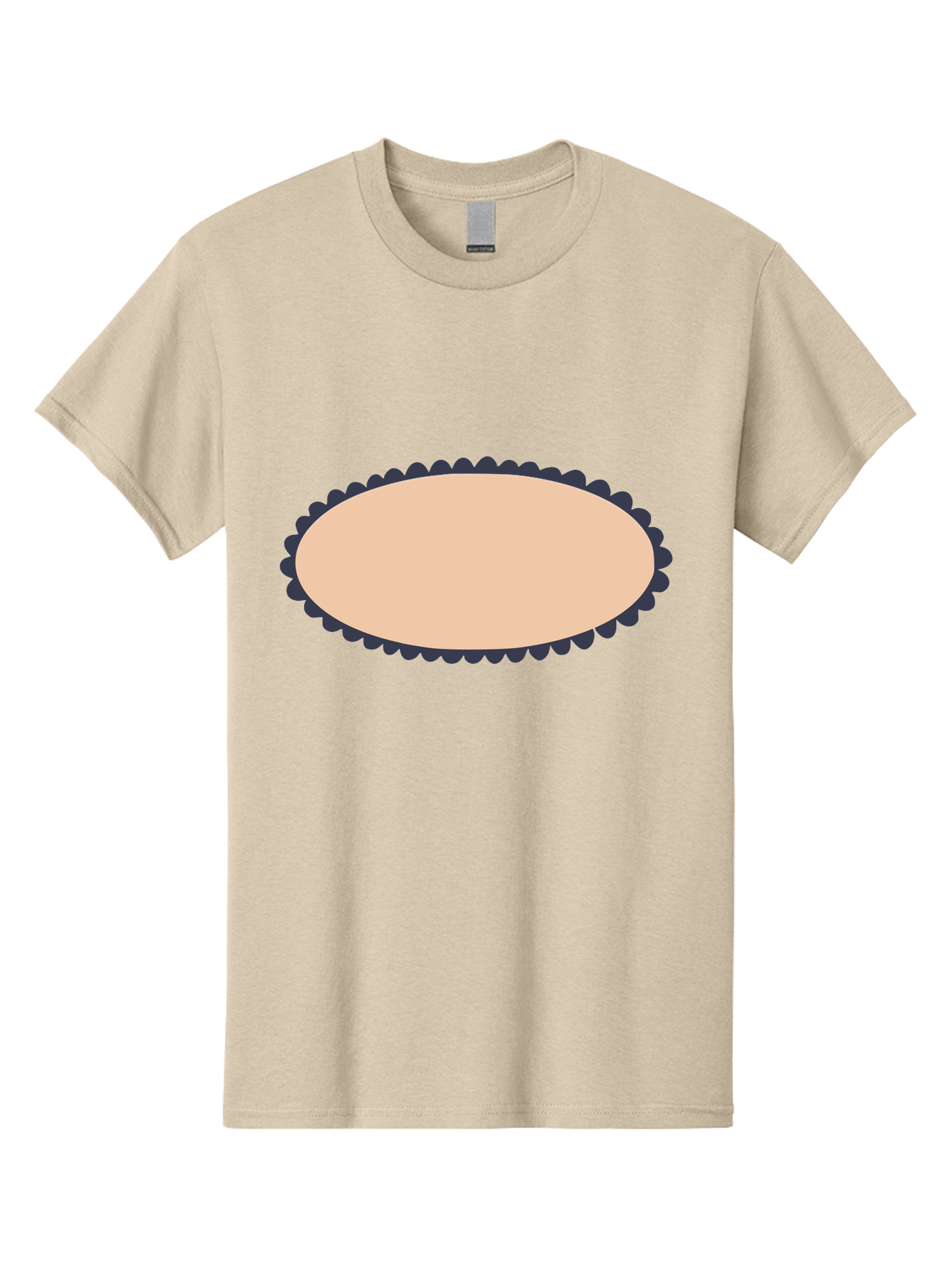 Oval-Badge Men'S Graphic Tee, 100% Cotton, Comfortable Casual Summer Wear, Machine Washable, Oval Shape, Decorative Frame, Beige And Black, Ornate Design, Blank Space, Graphic Element, Simple Illustration, Elegant Border Aac062 21