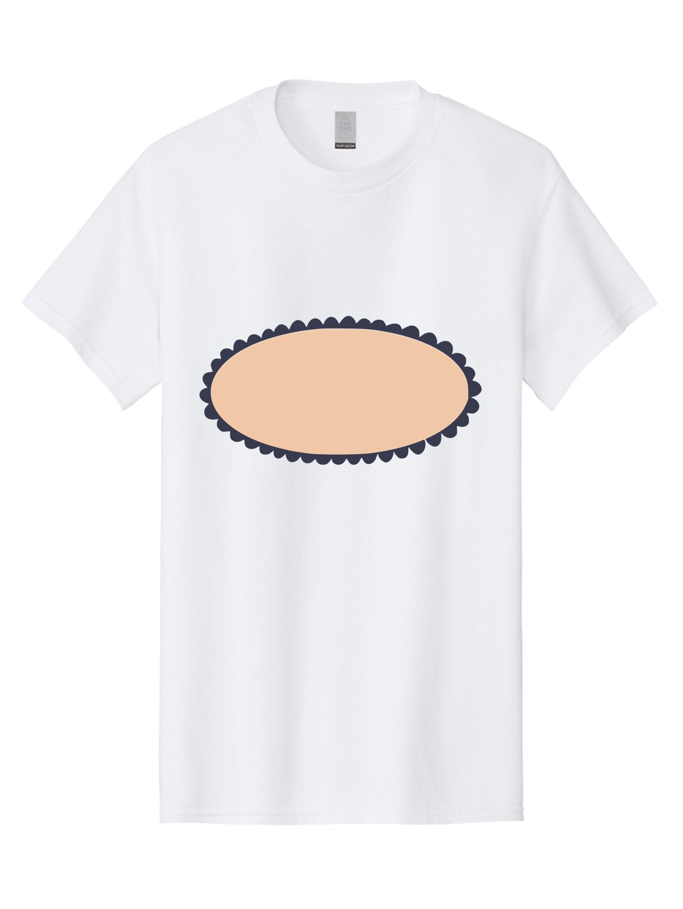 Oval-Badge Men'S Graphic Tee, 100% Cotton, Comfortable Casual Summer Wear, Machine Washable, Oval Shape, Decorative Frame, Beige And Black, Ornate Design, Blank Space, Graphic Element, Simple Illustration, Elegant Border Aac062 5