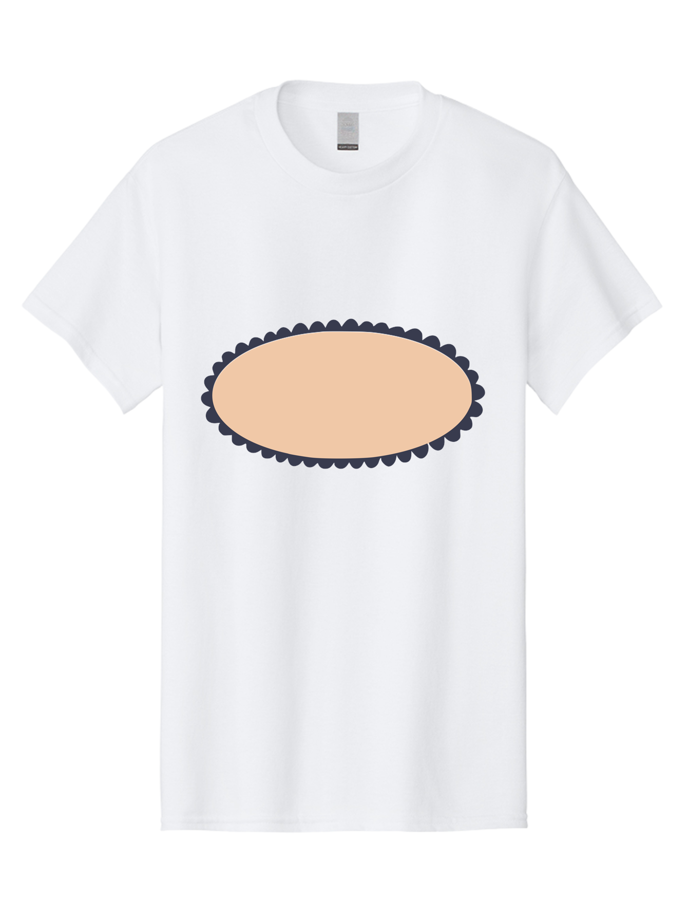 Oval-Badge Men'S Graphic Tee, 100% Cotton, Comfortable Casual Summer Wear, Machine Washable, Oval Shape, Decorative Frame, Beige And Black, Ornate Design, Blank Space, Graphic Element, Simple Illustration, Elegant Border Aac062 15