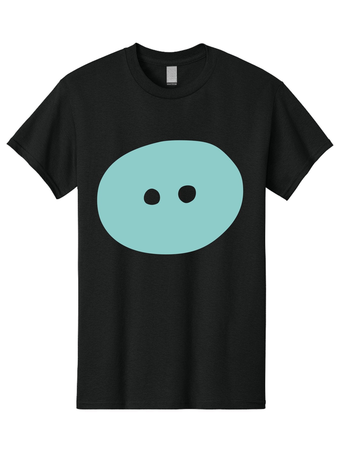 Oval-Shape Men'S Graphic Tee, 100% Cotton, Comfortable Casual Summer Wear, Machine Washable, Simple Face, Minimalist Design, Cartoon Character, Oval Shape, Two Eyes, Cute Expression, Digital Art, Modern Illustration Aac064