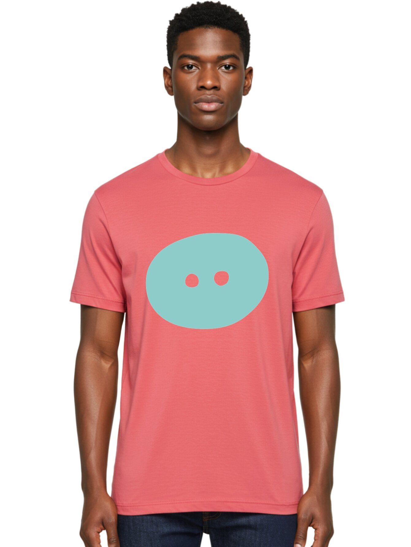 Oval-Shape Men'S Graphic Tee, 100% Cotton, Comfortable Casual Summer Wear, Machine Washable, Simple Face, Minimalist Design, Cartoon Character, Oval Shape, Two Eyes, Cute Expression, Digital Art, Modern Illustration Aac064 18