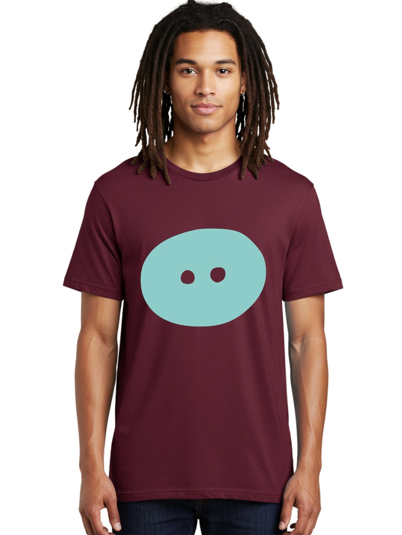 Oval-Shape Men'S Graphic Tee, 100% Cotton, Comfortable Casual Summer Wear, Machine Washable, Simple Face, Minimalist Design, Cartoon Character, Oval Shape, Two Eyes, Cute Expression, Digital Art, Modern Illustration Aac064 30