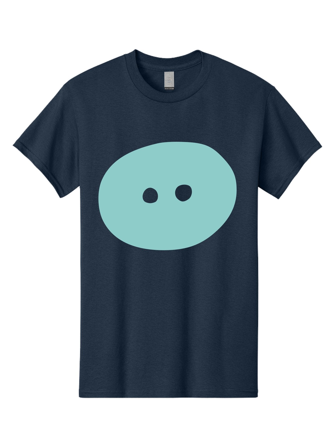 Oval-Shape Men'S Graphic Tee, 100% Cotton, Comfortable Casual Summer Wear, Machine Washable, Simple Face, Minimalist Design, Cartoon Character, Oval Shape, Two Eyes, Cute Expression, Digital Art, Modern Illustration Aac064 5
