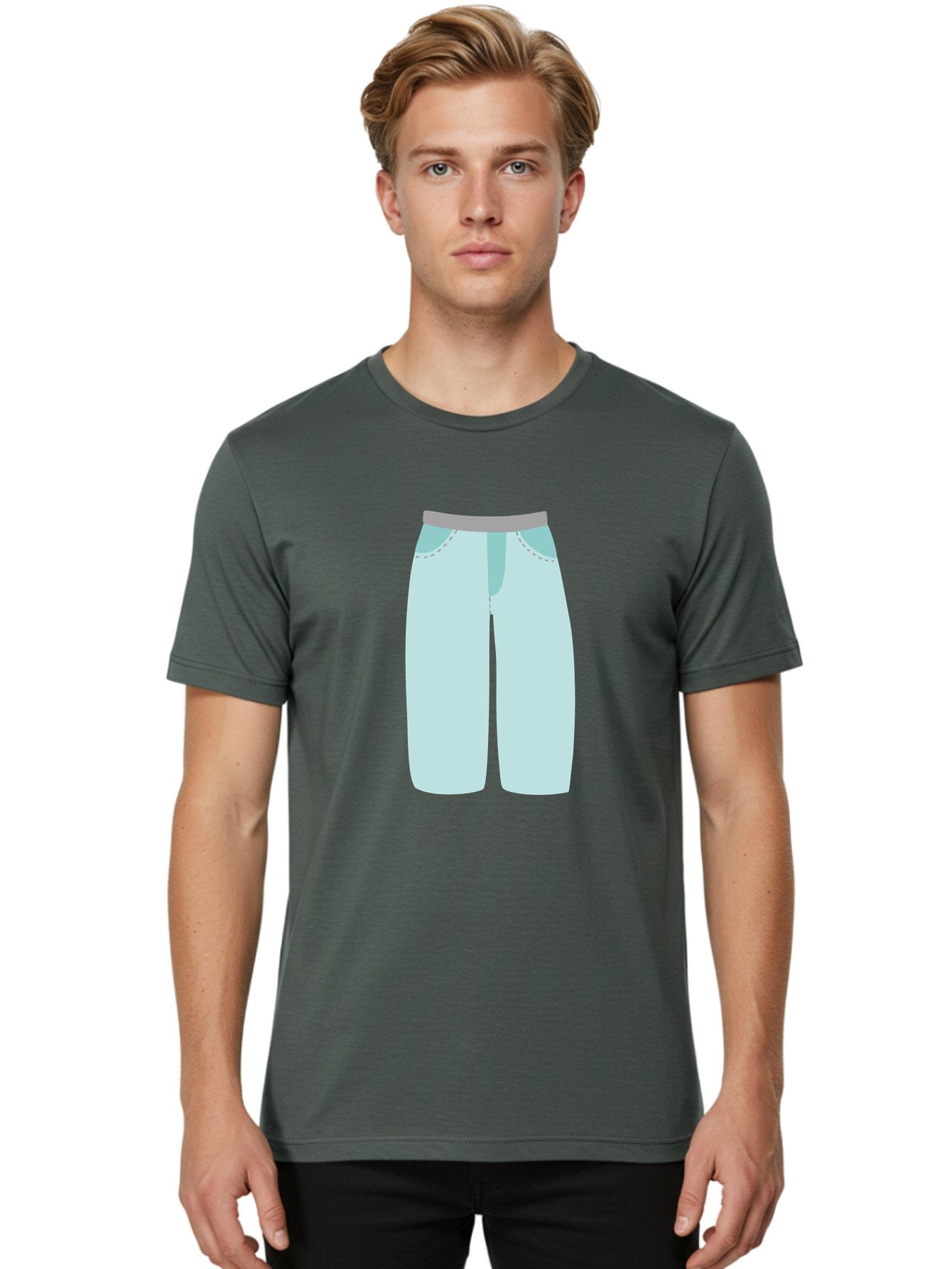 Pajama-Pants Men'S Graphic Tee, 100% Cotton, Comfortable Casual Summer Wear, Machine Washable, Light Blue Pants, Gray Waistband, Back Pockets, Casual Wear, Comfortable Clothing, Simple Design, Minimal Style, Fashion Illustration Aac066 28