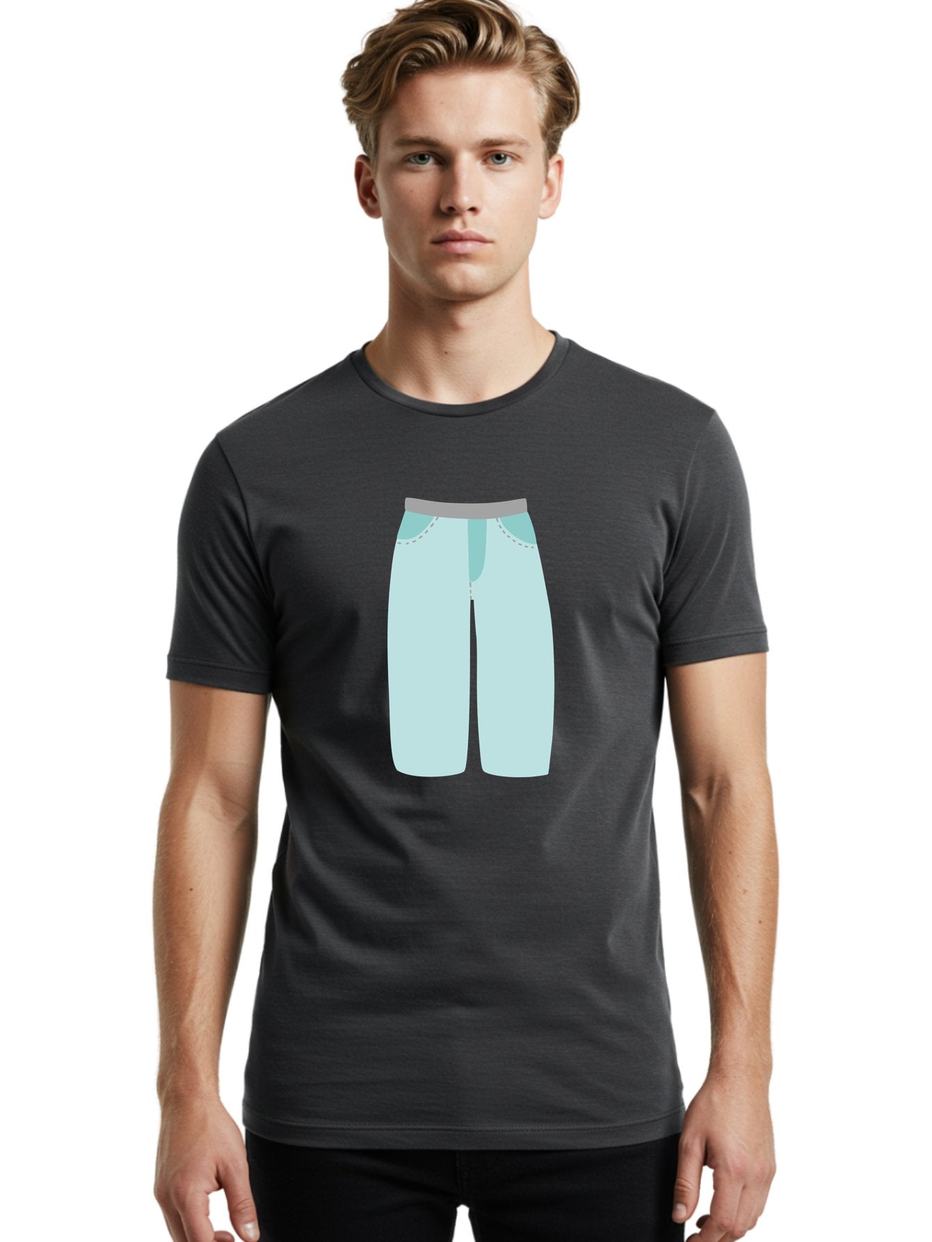 Pajama-Pants Men'S Graphic Tee, 100% Cotton, Comfortable Casual Summer Wear, Machine Washable, Light Blue Pants, Gray Waistband, Back Pockets, Casual Wear, Comfortable Clothing, Simple Design, Minimal Style, Fashion Illustration Aac066 17