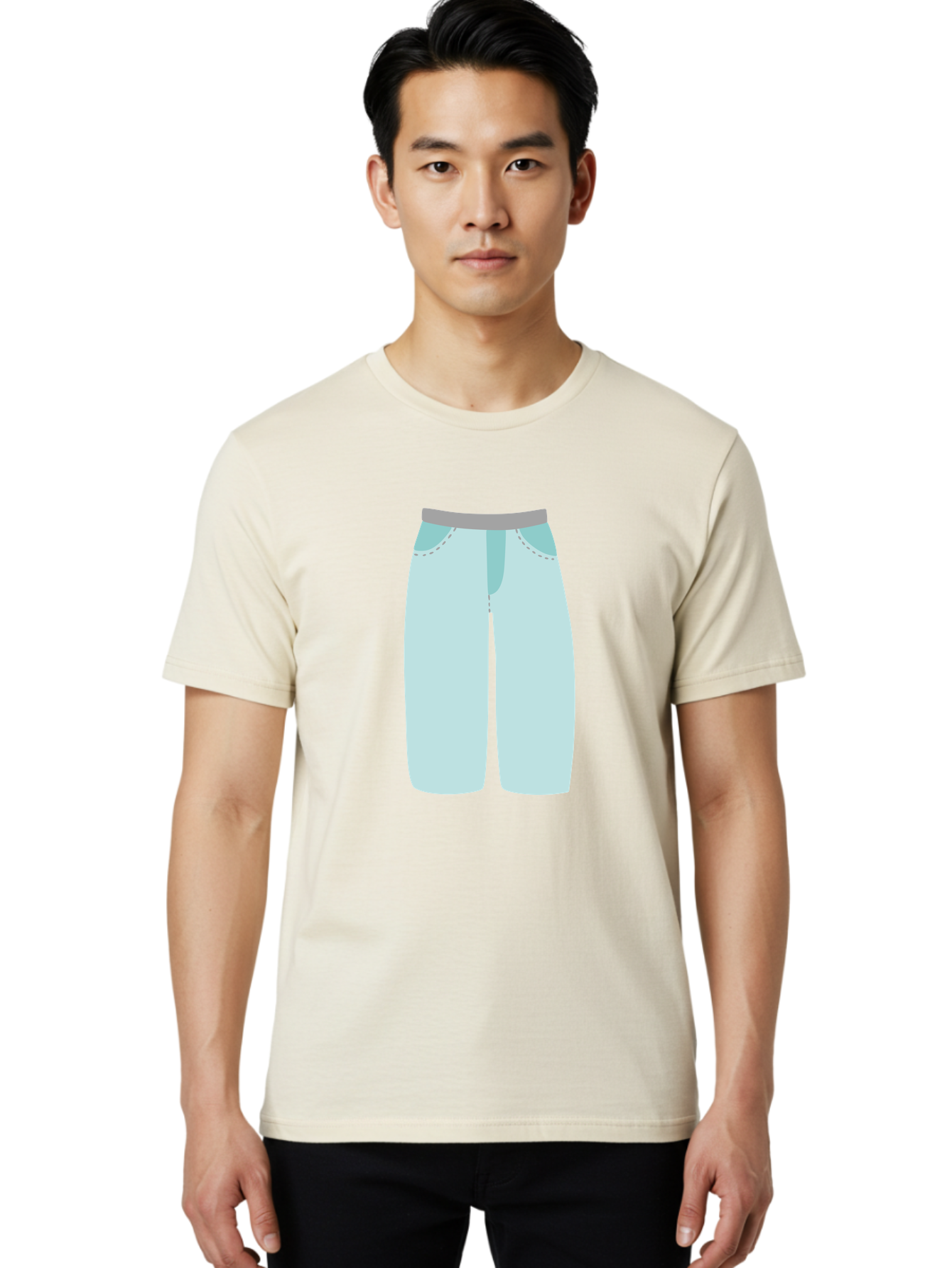 Pajama-Pants Men'S Graphic Tee, 100% Cotton, Comfortable Casual Summer Wear, Machine Washable, Light Blue Pants, Gray Waistband, Back Pockets, Casual Wear, Comfortable Clothing, Simple Design, Minimal Style, Fashion Illustration Aac066 30