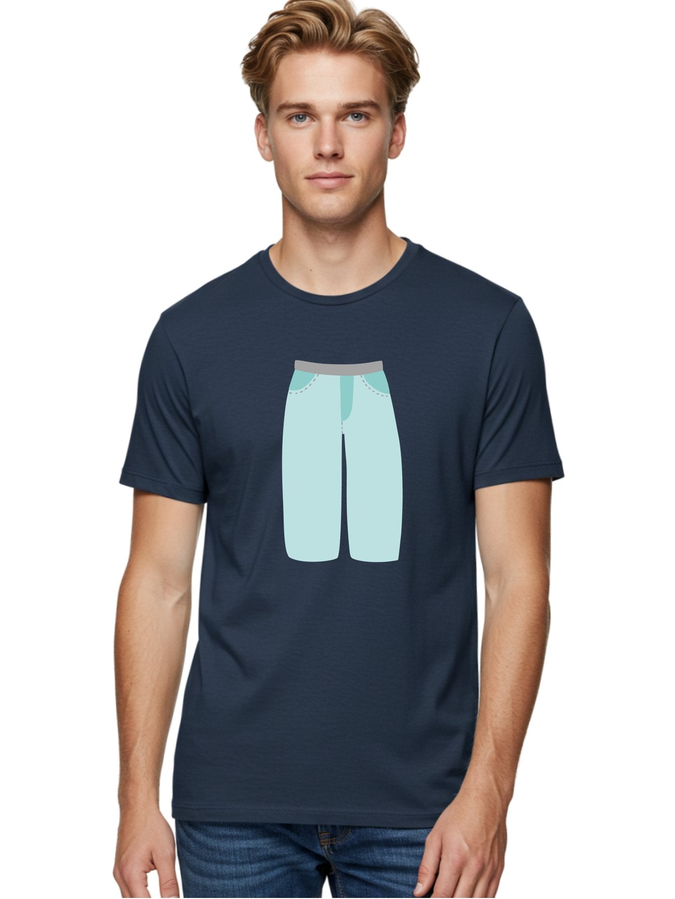 Pajama-Pants Men'S Graphic Tee, 100% Cotton, Comfortable Casual Summer Wear, Machine Washable, Light Blue Pants, Gray Waistband, Back Pockets, Casual Wear, Comfortable Clothing, Simple Design, Minimal Style, Fashion Illustration Aac066 27