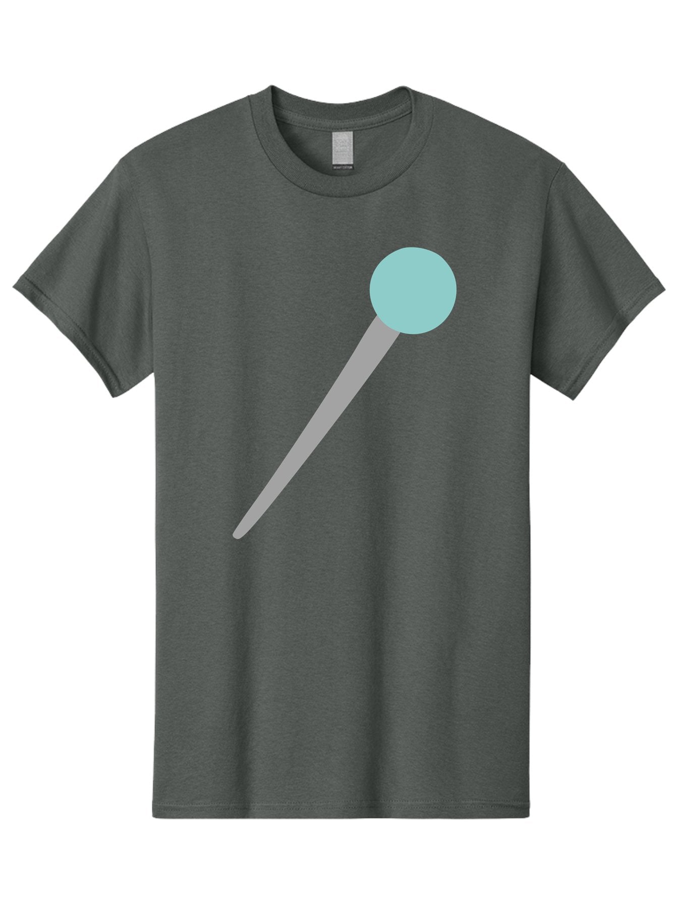 Pin-1 Men'S Graphic Tee, 100% Cotton, Comfortable Casual Summer Wear, Machine Washable, Thumbtack, Push Pin, Office Supplies, Stationery, Gray Metal, Light Blue Head, Simple Design, Minimalist Icon Aac069