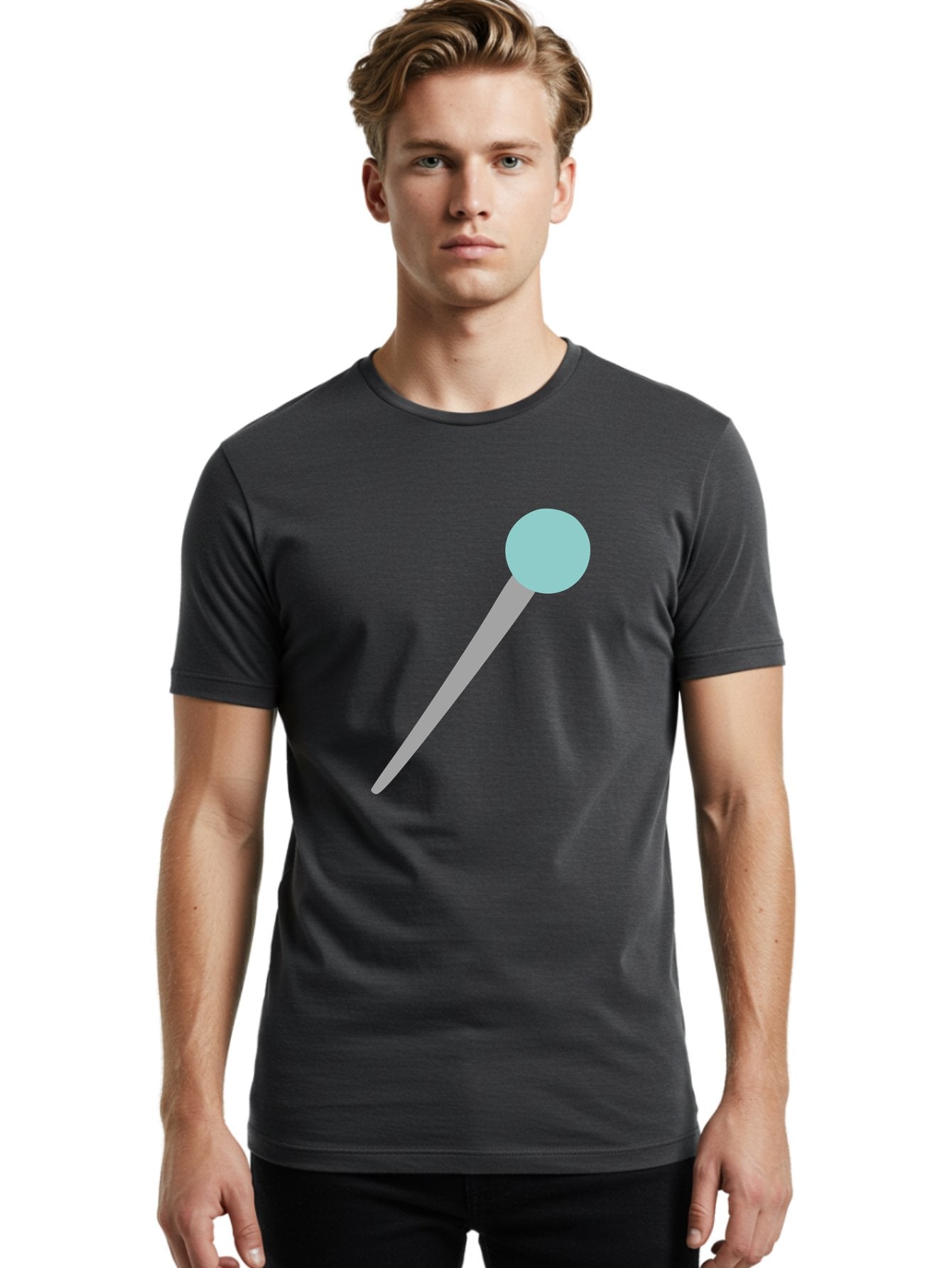 Pin-1 Men'S Graphic Tee, 100% Cotton, Comfortable Casual Summer Wear, Machine Washable, Thumbtack, Push Pin, Office Supplies, Stationery, Gray Metal, Light Blue Head, Simple Design, Minimalist Icon Aac069 18